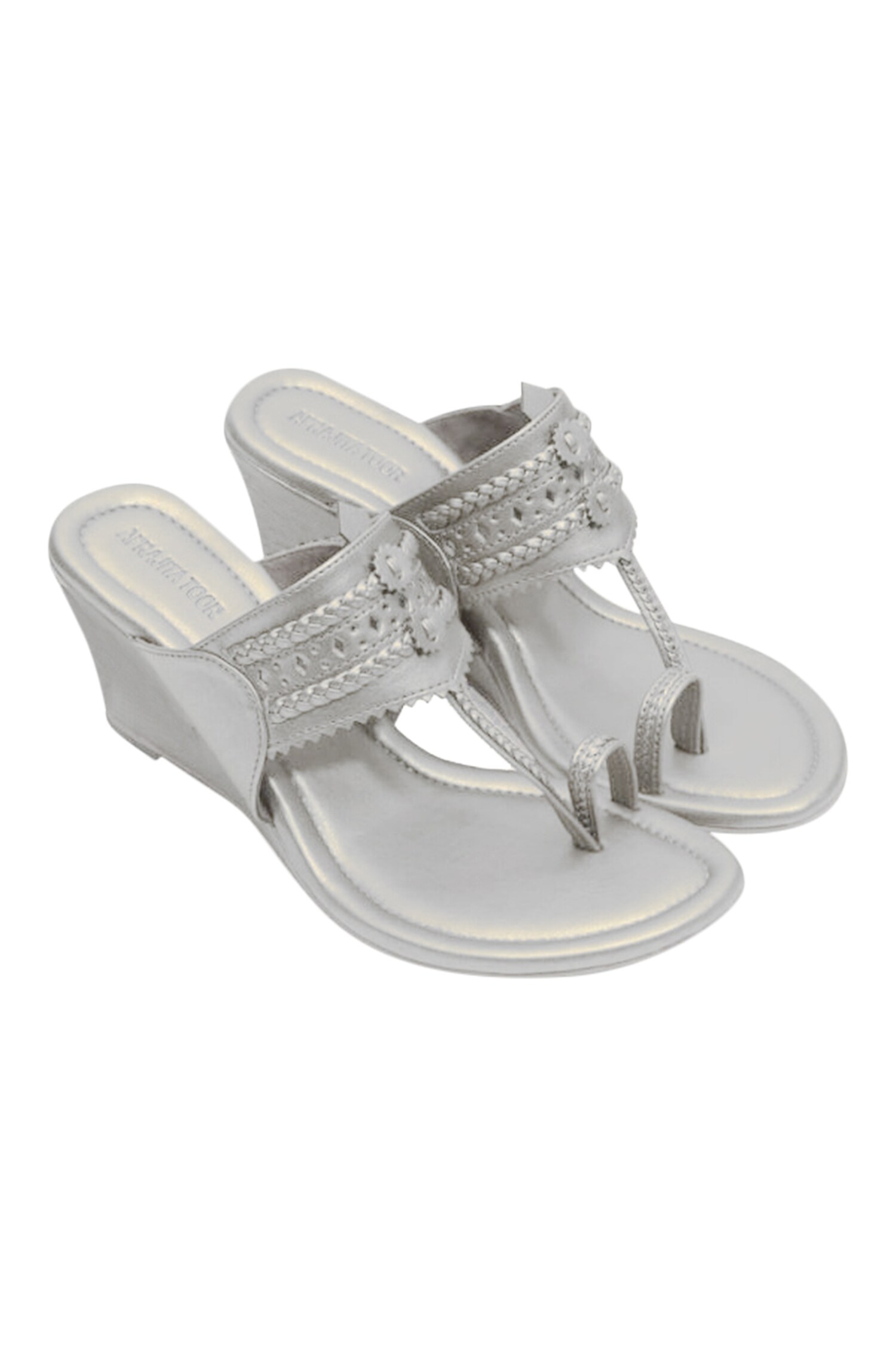 Buy Aprajita Toor Silver Cutwork Wedges Online | Aza Fashions