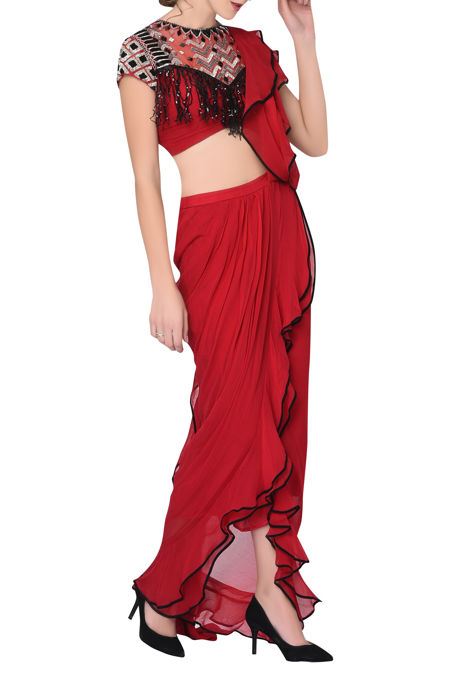 pre pleated saree