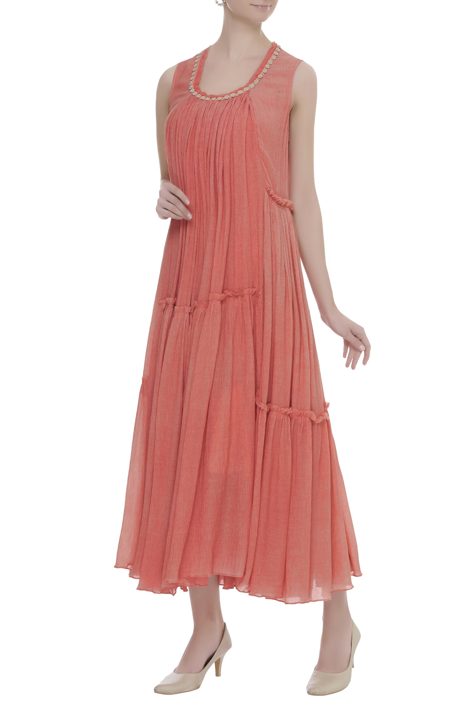 Buy Myoho Peach Tiered Maxi Dress Online Aza Fashions