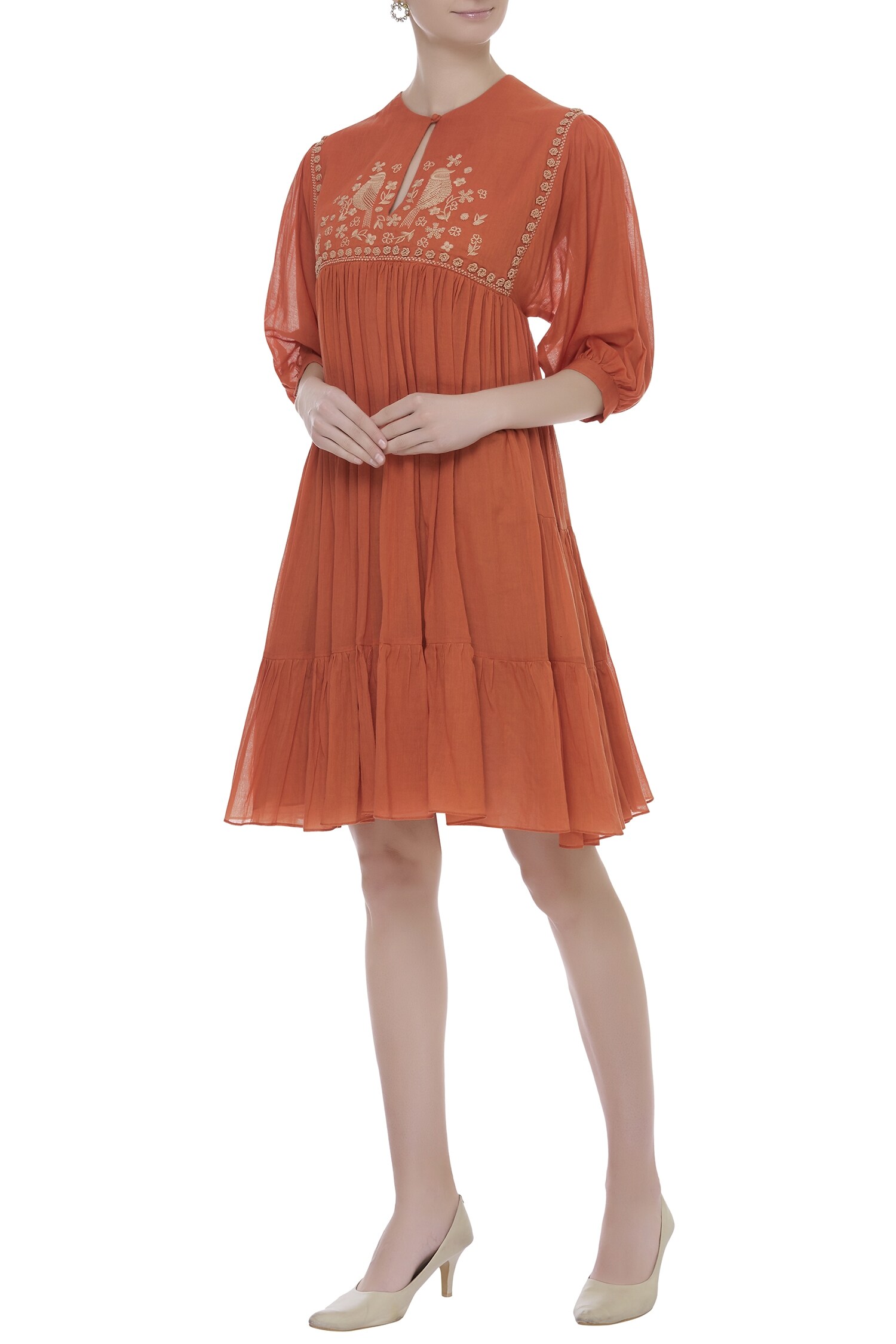 Buy Myoho Orange Embroidered Dress Online Aza Fashions