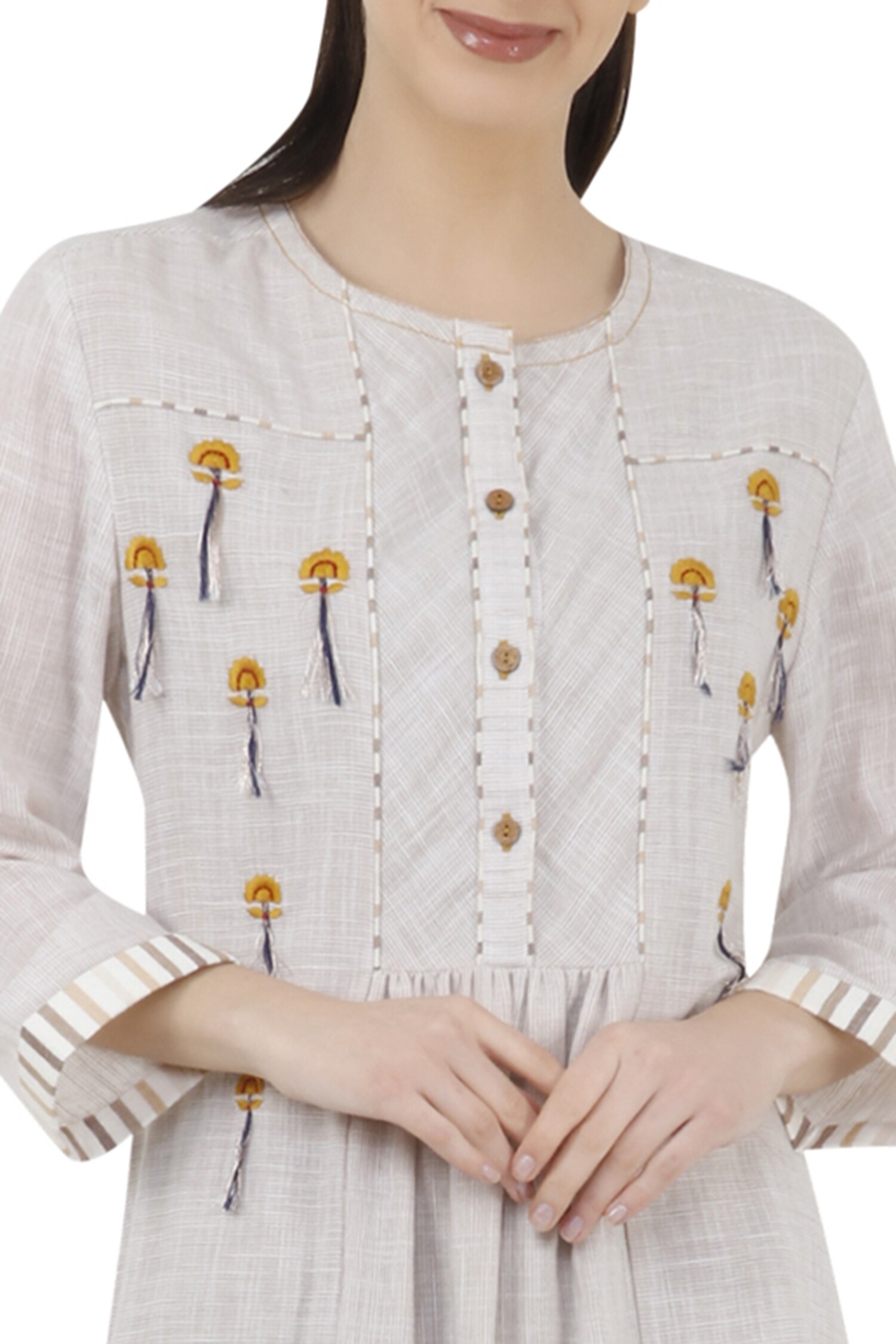 Buy Tassel Embroidered Dress by S & V Designs at Aza Fashions