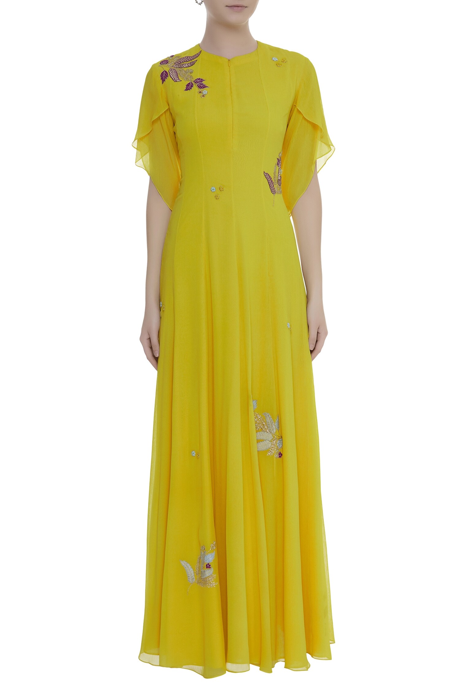 Buy Osaa by Adarsh Yellow Embroidered Maxi Dress Online Aza Fashions