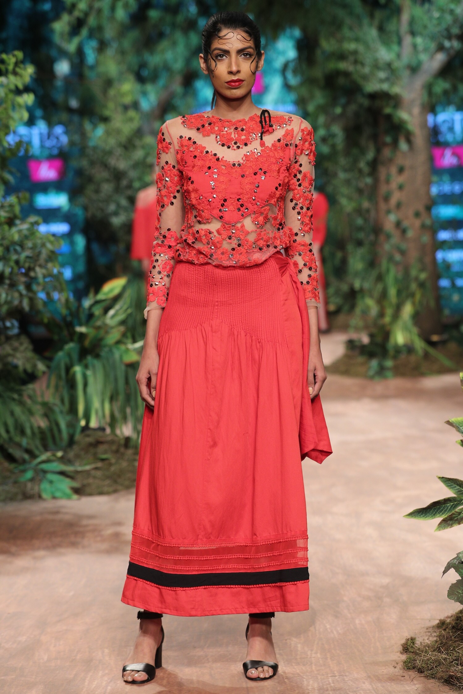 satin maxi skirt runway
