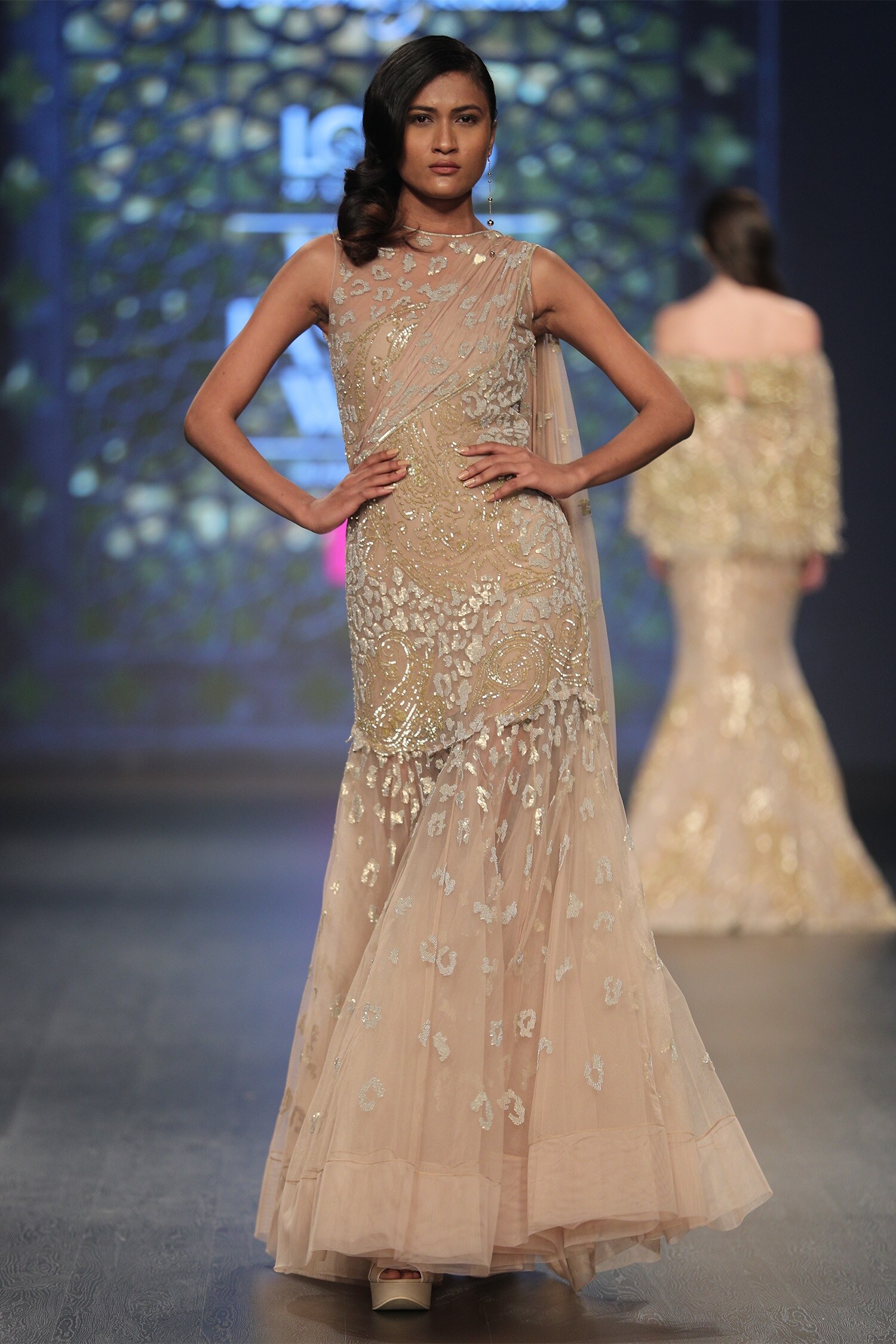 Buy Gold Embellished Draped Gown For Women by Rabani & Rakha Online at ...