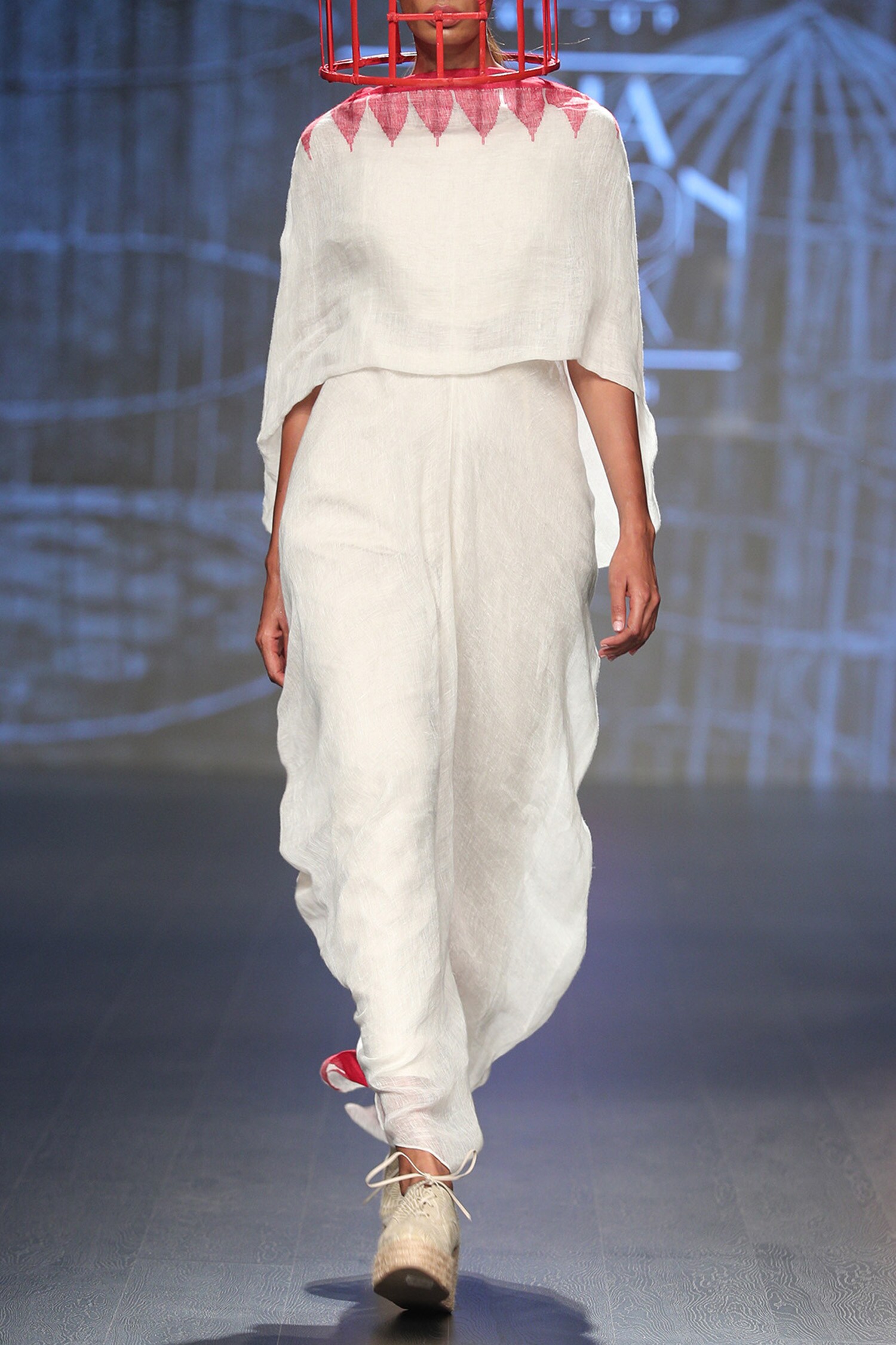 Buy Ekru White Woven Cape Style Dress Online Aza Fashions