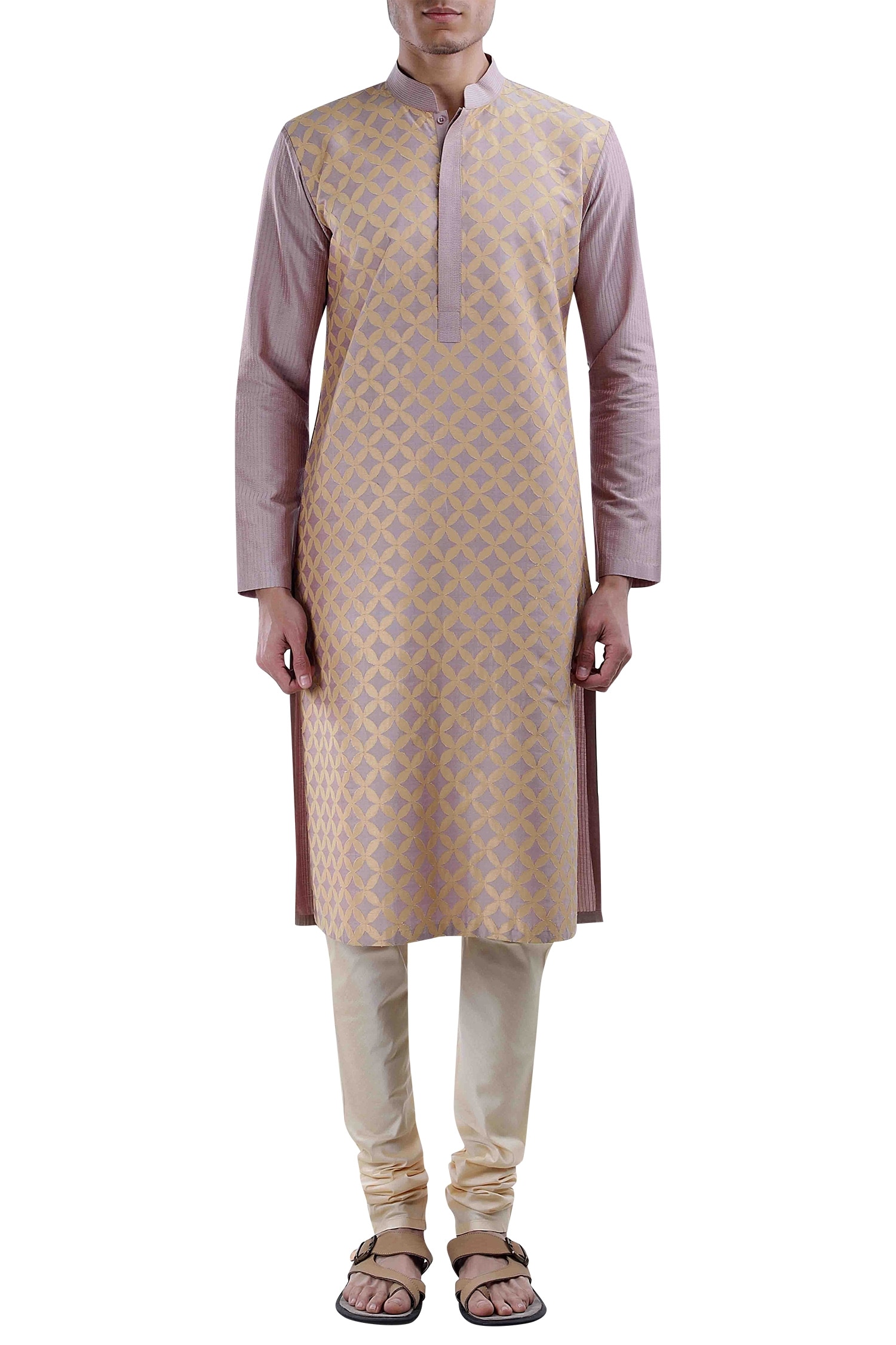 Buy Sadan Pande Purple Mandarin Collar Kurta Set Online Aza Fashions
