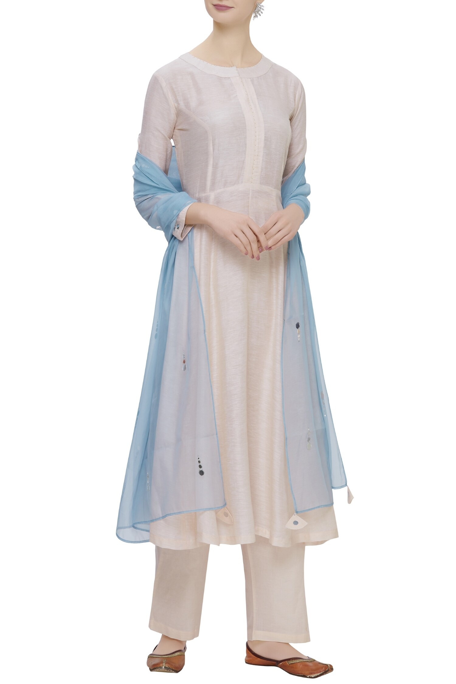 Buy Matsya Blue Linen Embroidered Kurta Set Online Aza Fashions
