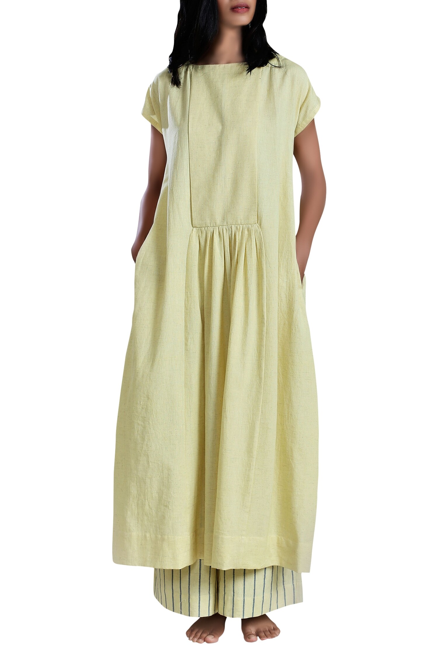 Buy Mati Yellow Handloom Cotton Dress Online Aza Fashions