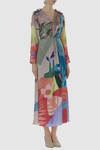 knee length dresses for ladies DOME BOW-TIE TIERED MAXI main image 0