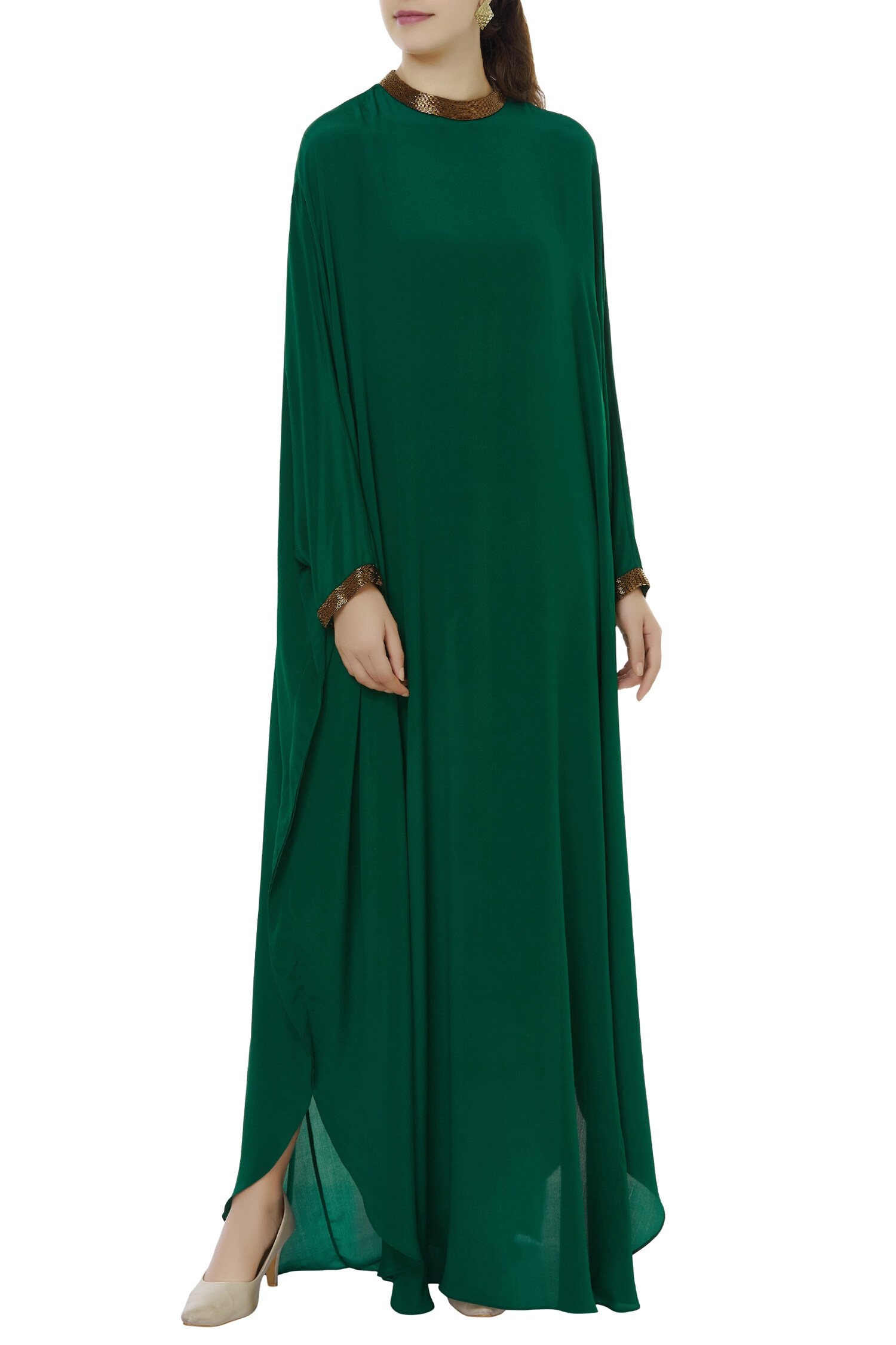 emerald green kaftan dress