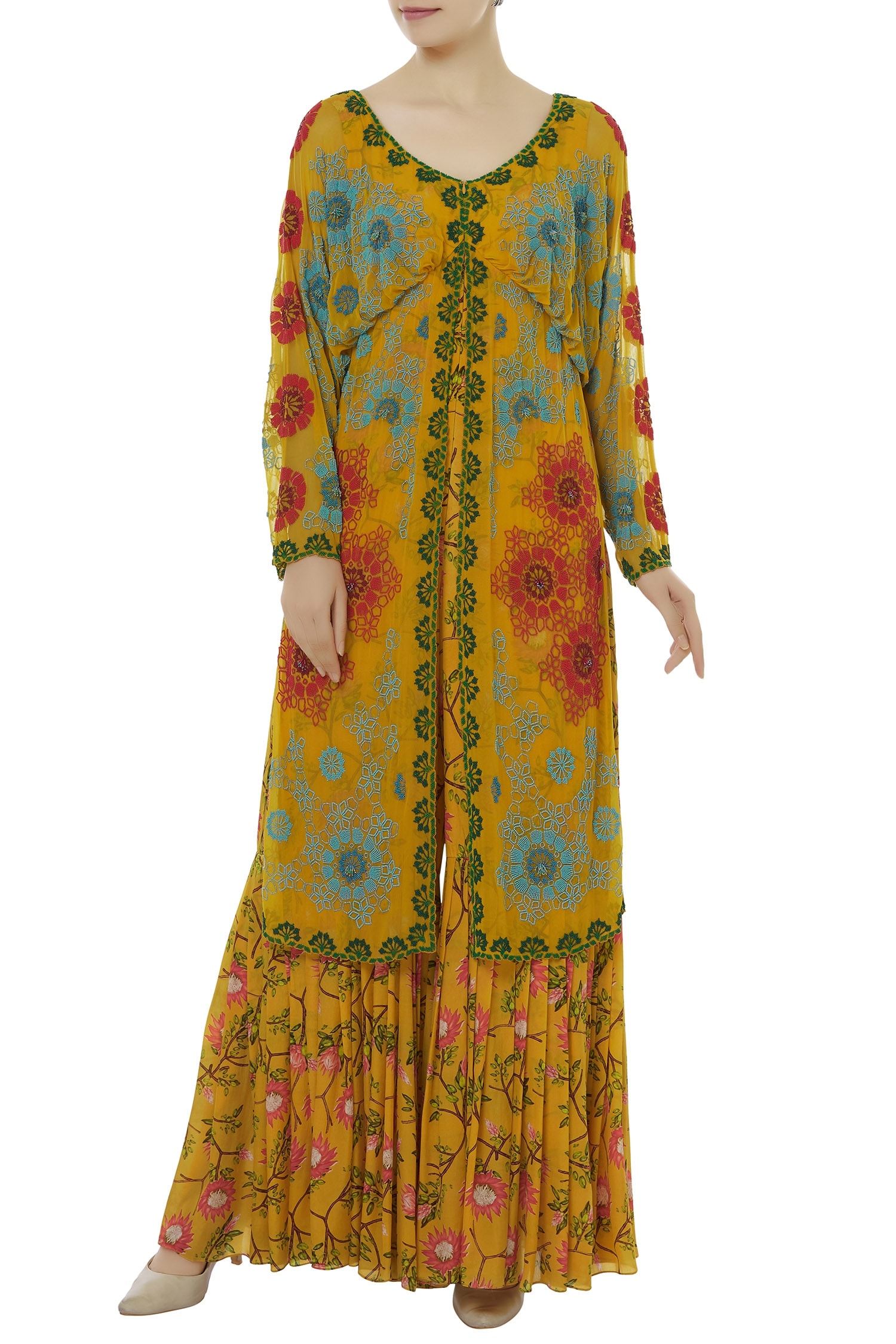 Buy Nupur Kanoi Yellow Embroidered Jumpsuit Online Aza Fashions