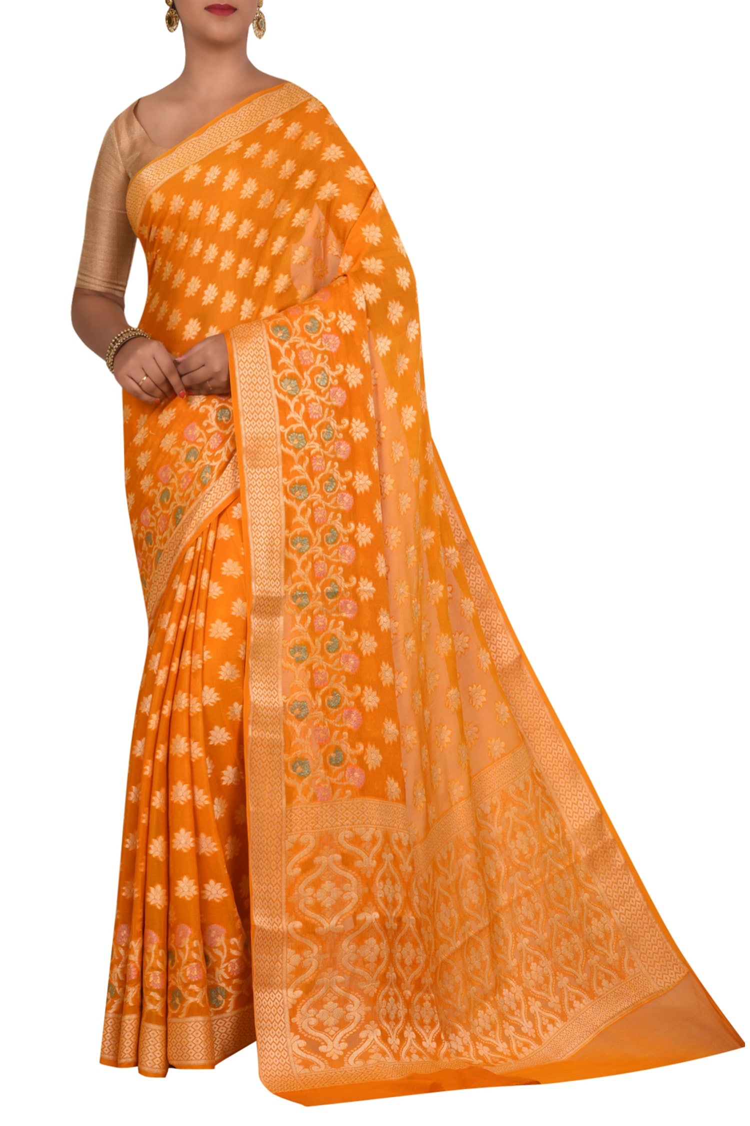 Buy Arihant Rai Sinha Orange Pure Banarasi Silk Saree Online Aza Fashions 4949