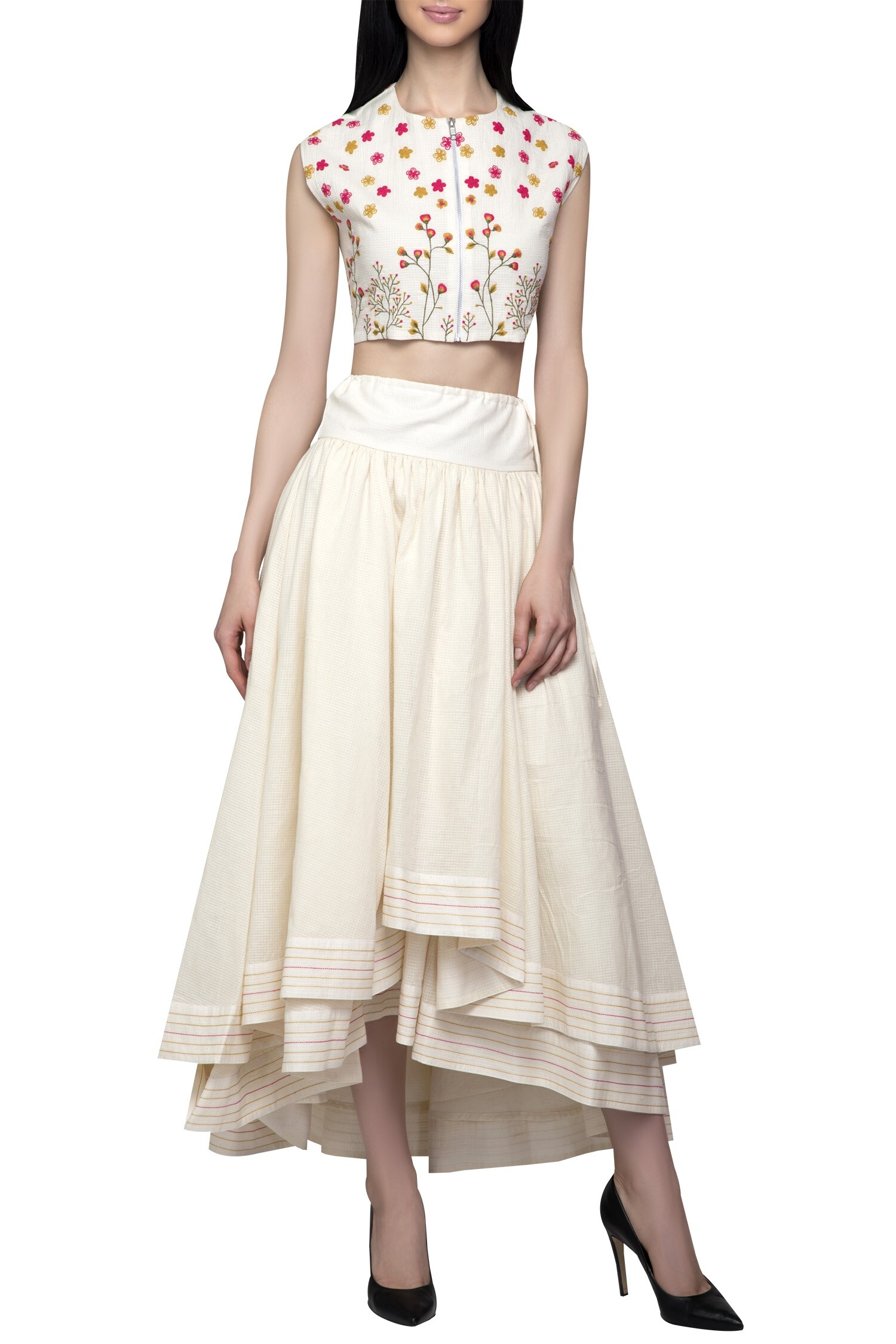 designer crop top and skirt set