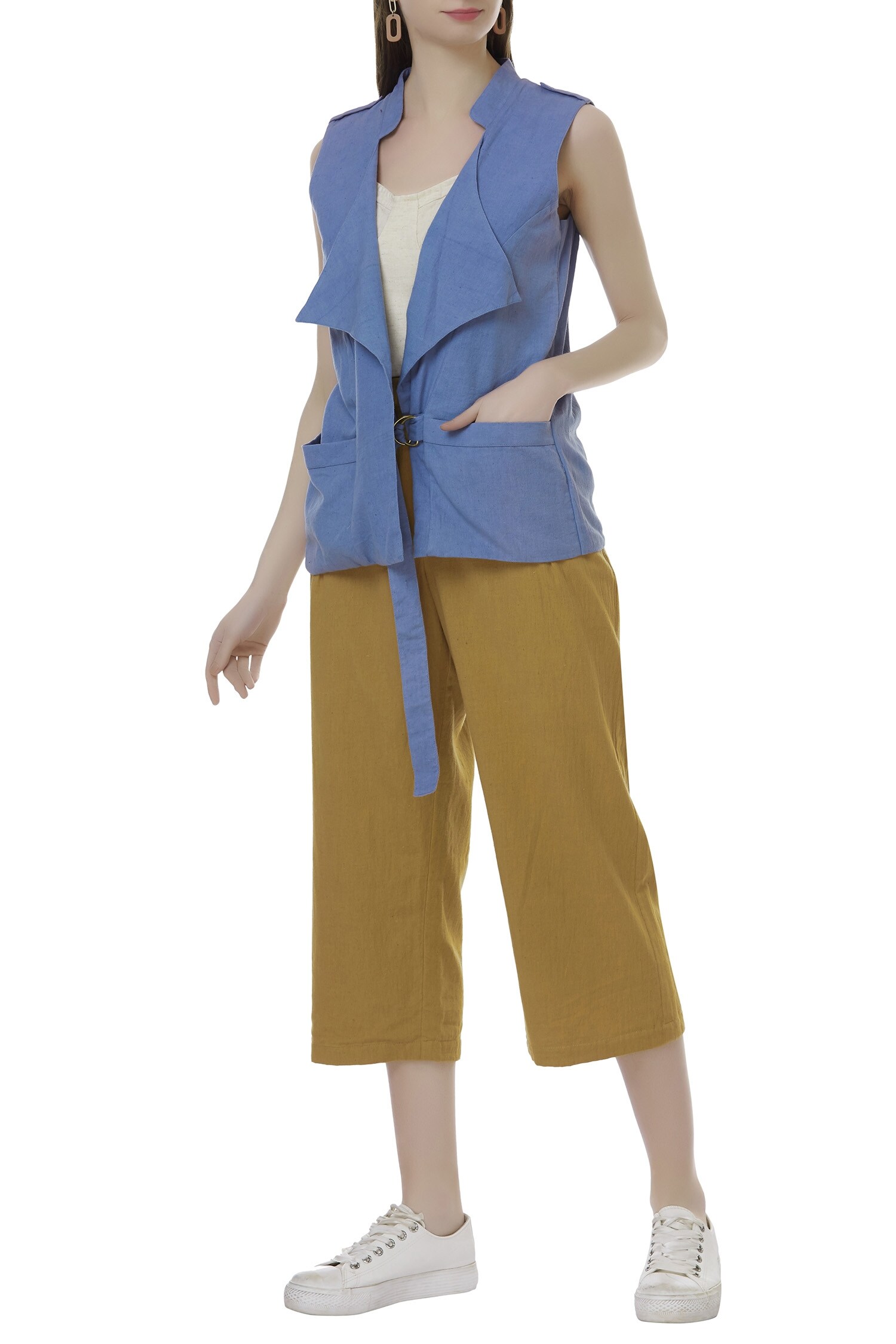 Buy Chambray & Co. Blue Linen Jacket Online Aza Fashions