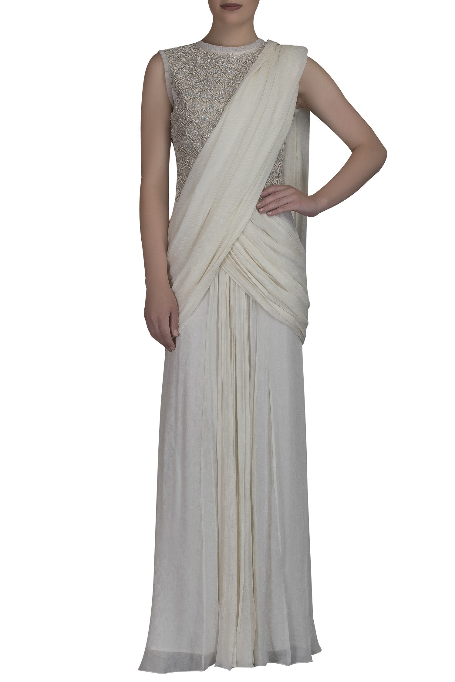 pre draped saree gown