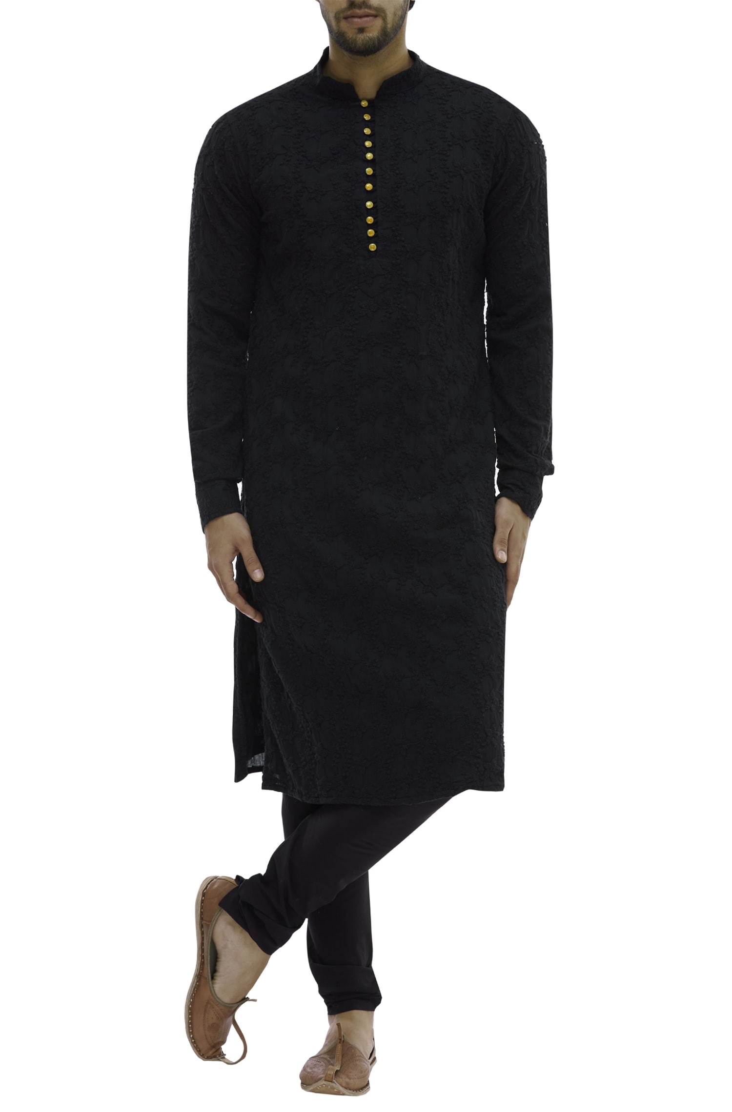 Buy Gaurav Katta Black Cotton Chikankari Embroidered Kurta Online | Aza ...