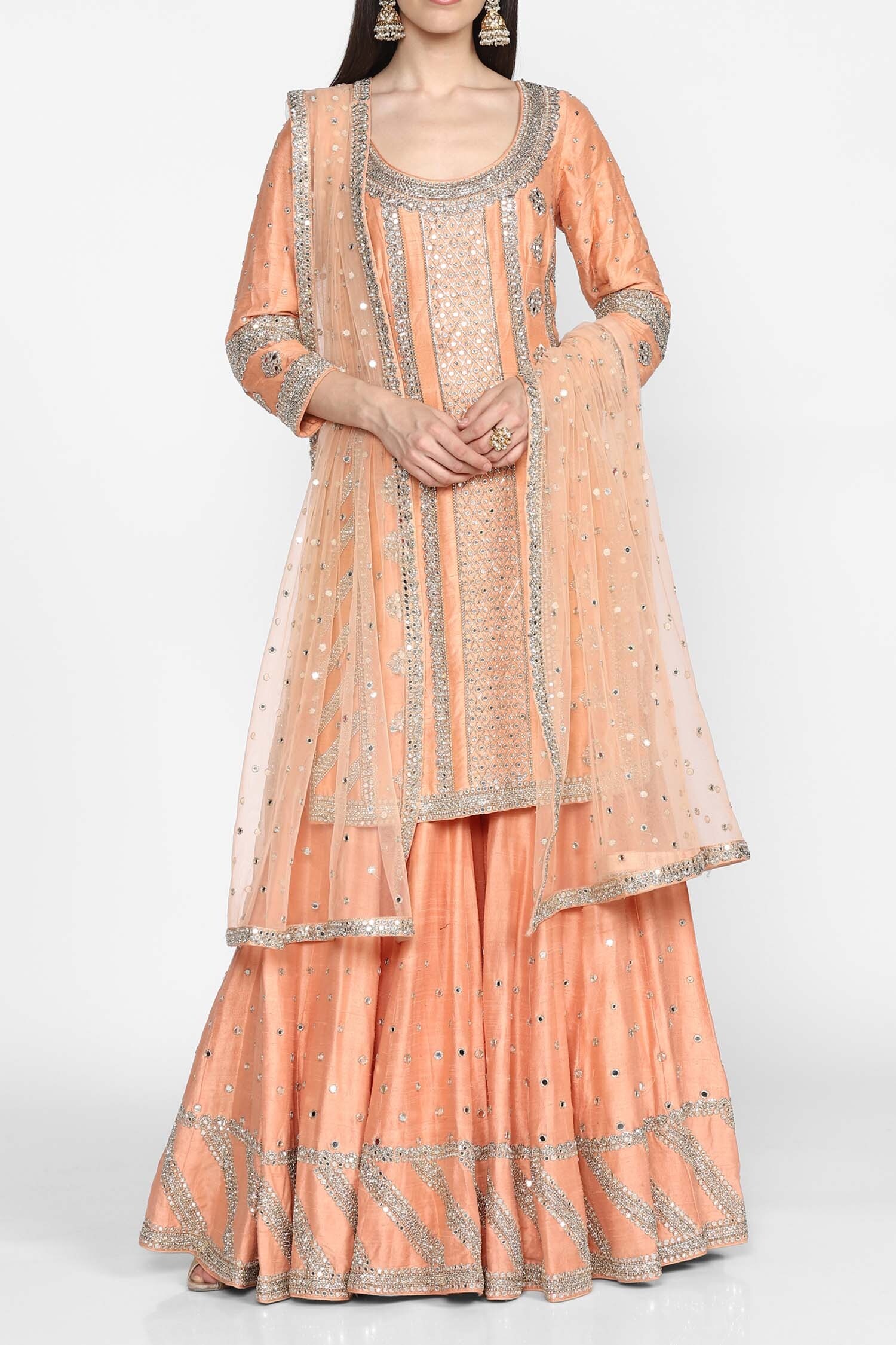 long kurta with sharara suit