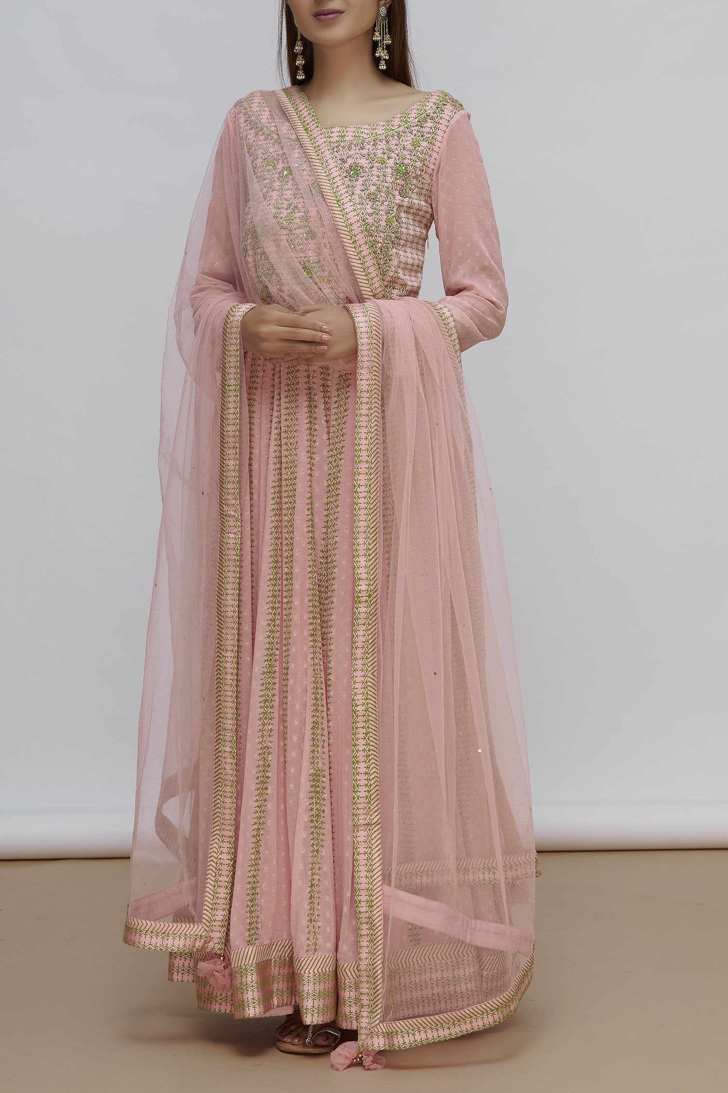 plain pink anarkali