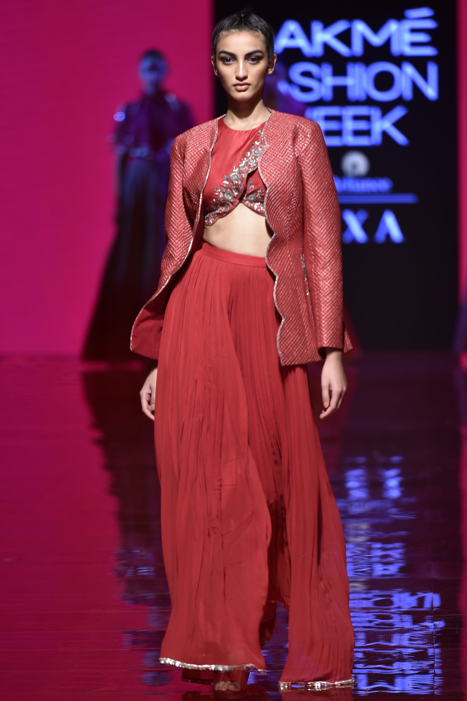Buy SVA by Sonam & Paras Modi Pink Embroidered Jacket Pant Set Online ...