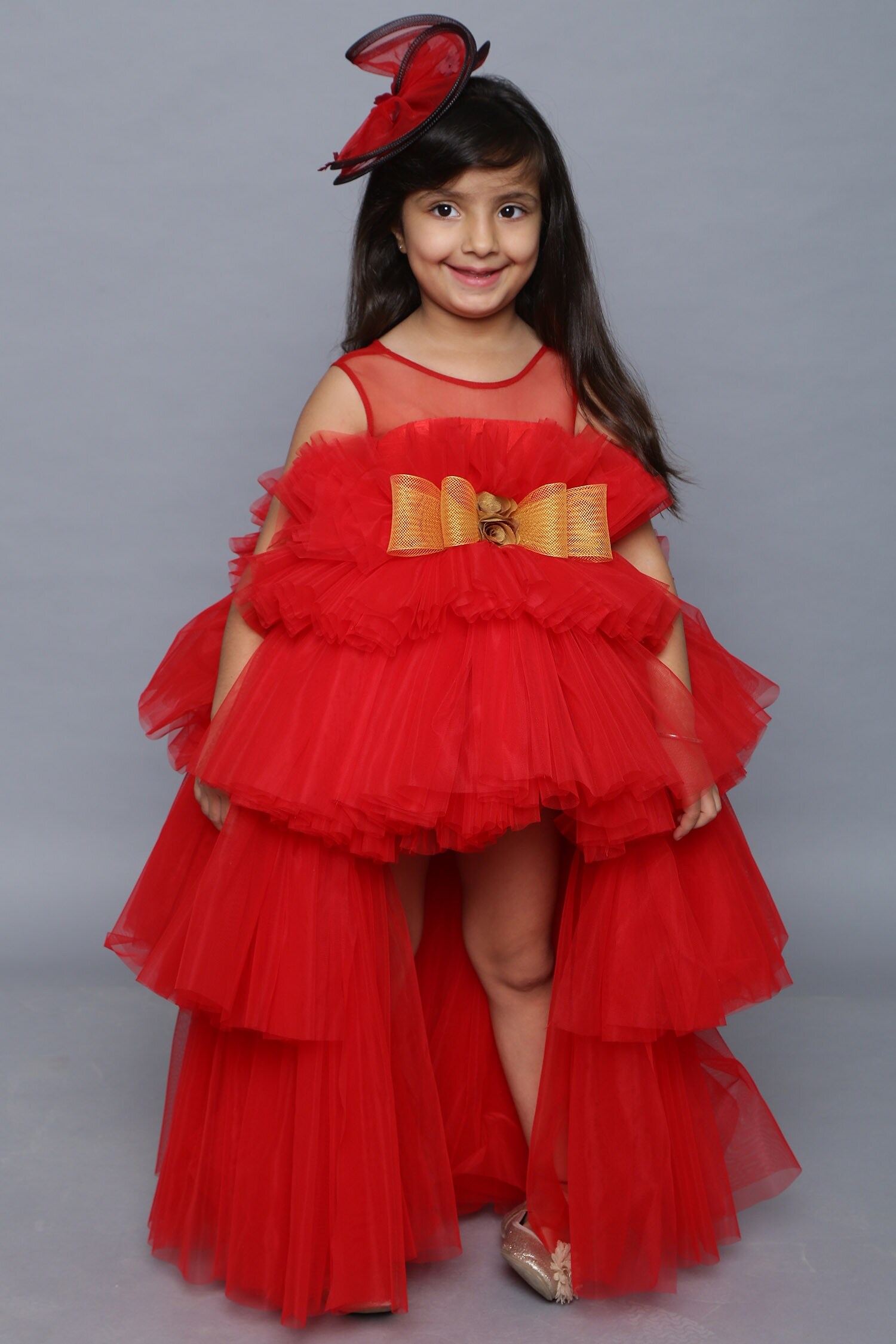 red frill gown