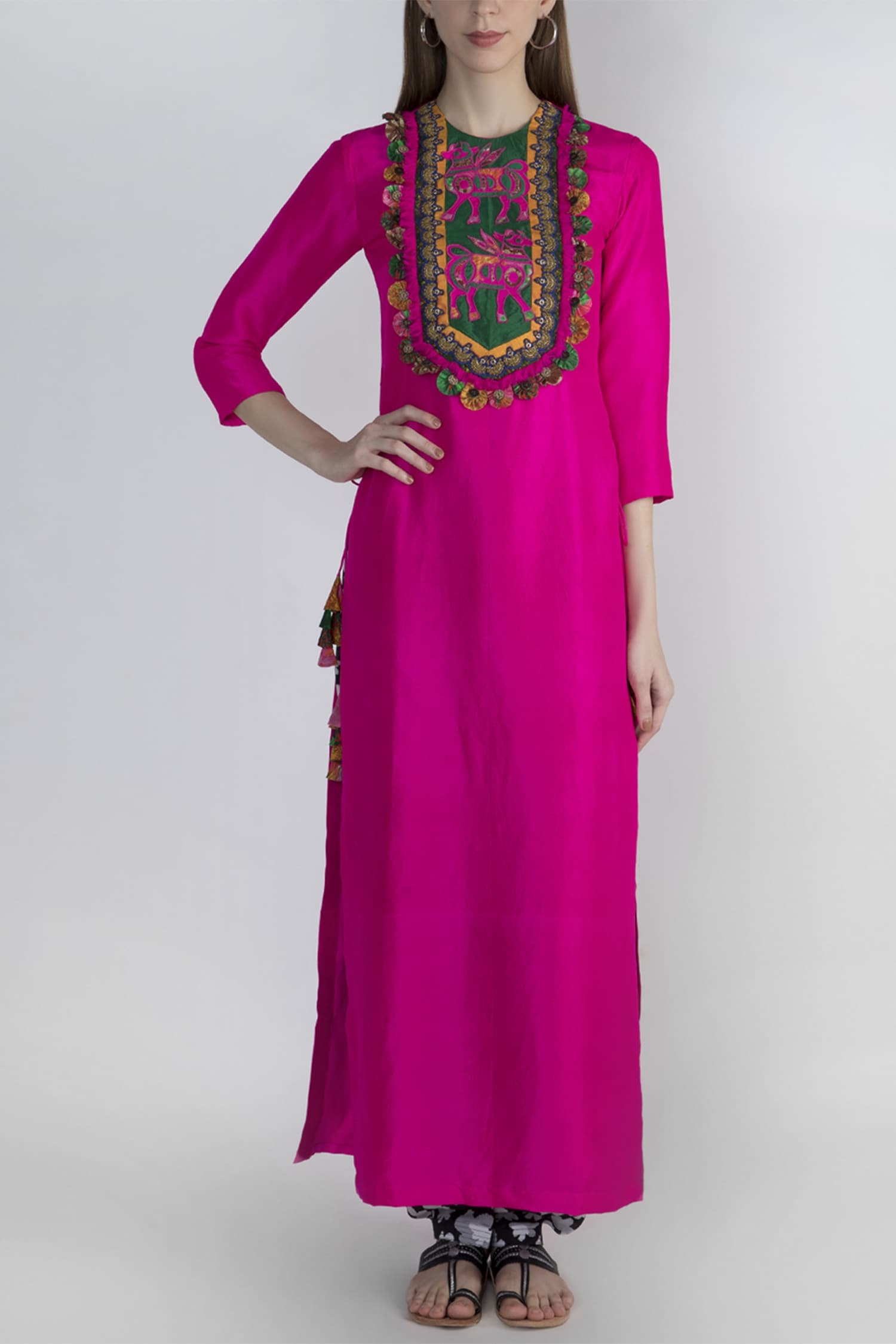 Buy Masaba Pink Silk Embroidered Kurta Set Online | Aza Fashions