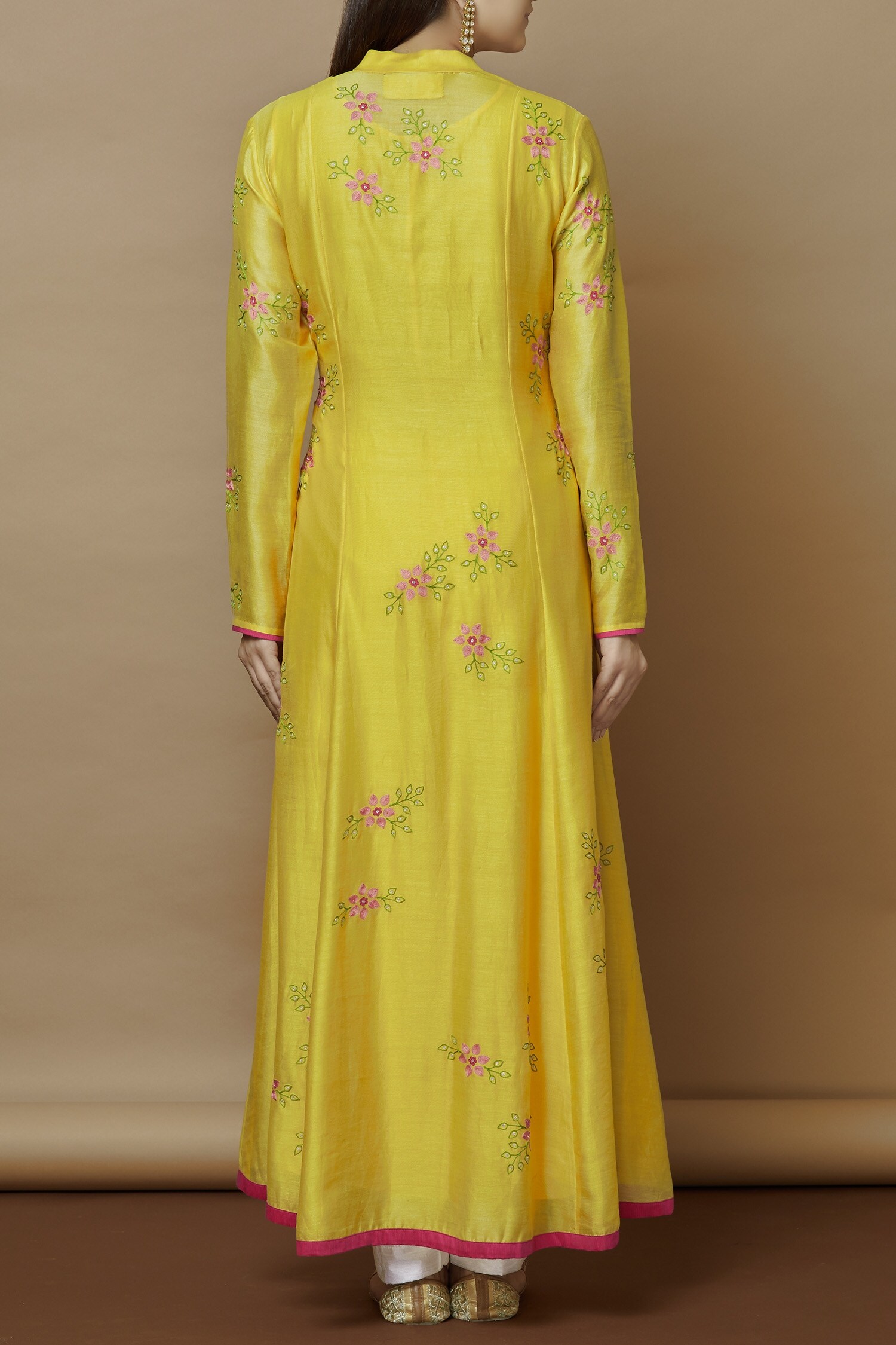 Buy Nachiket Barve Yellow Chanderi Embroidered Kurta Online | Aza Fashions