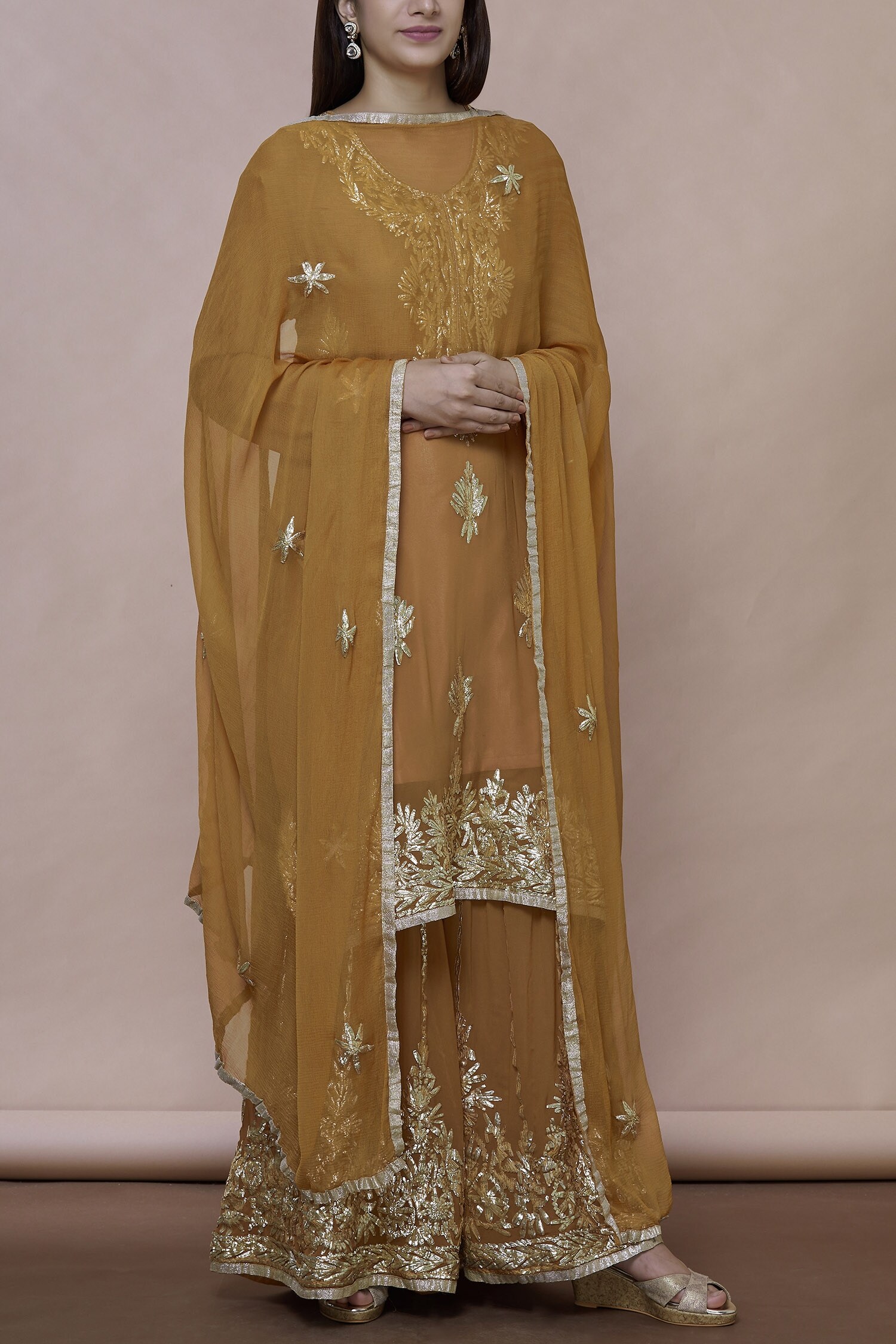 long kurta with sharara suit