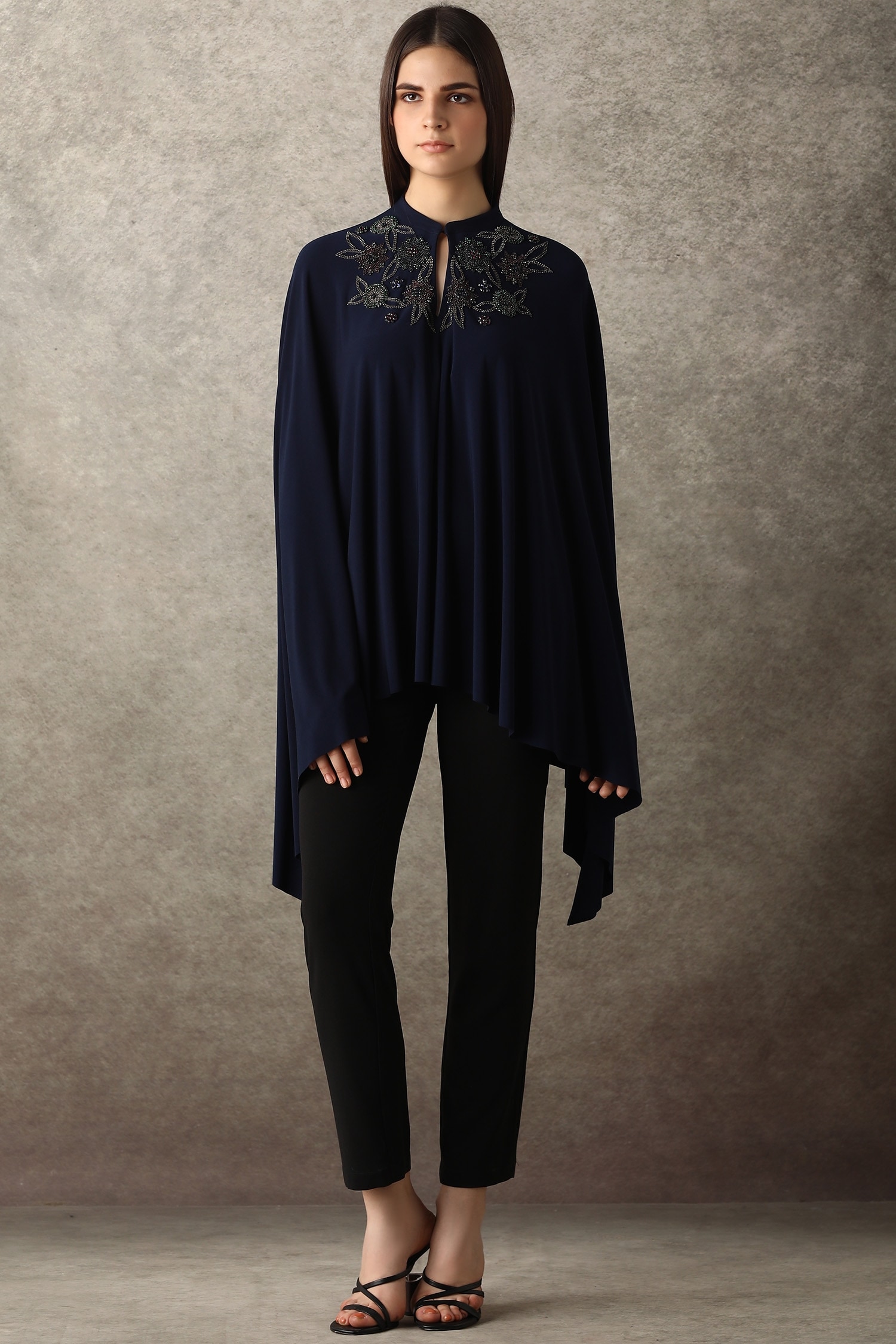 Buy Namrata Joshipura Blue Jersey Asymmetric Tunic Online | Aza Fashions