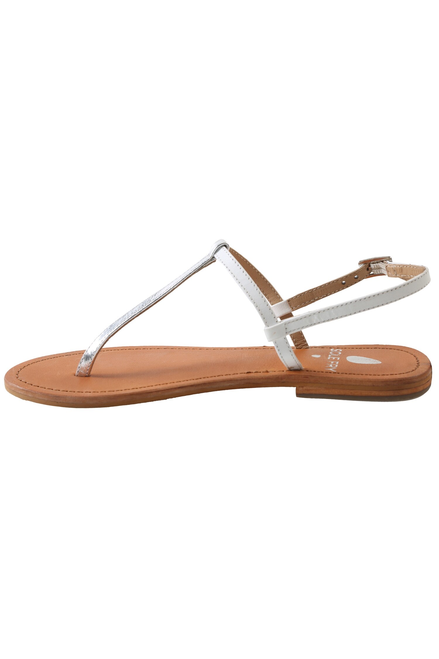 Buy Sole Fry White T-bar Flat Sandals Online | Aza Fashions