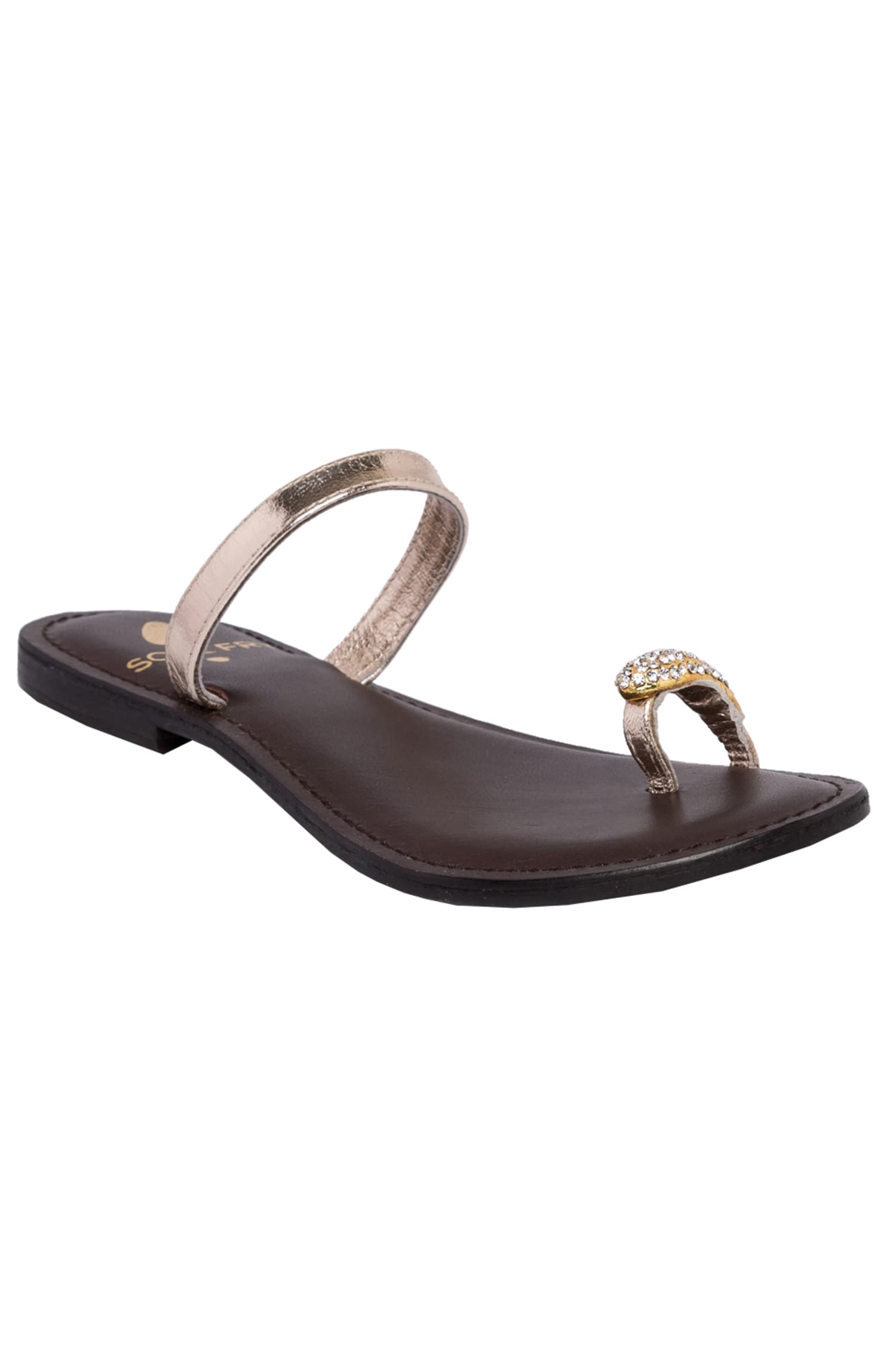 Buy Gold Toe Ring Flat Sandals by Sole Fry Online at Aza Fashions.