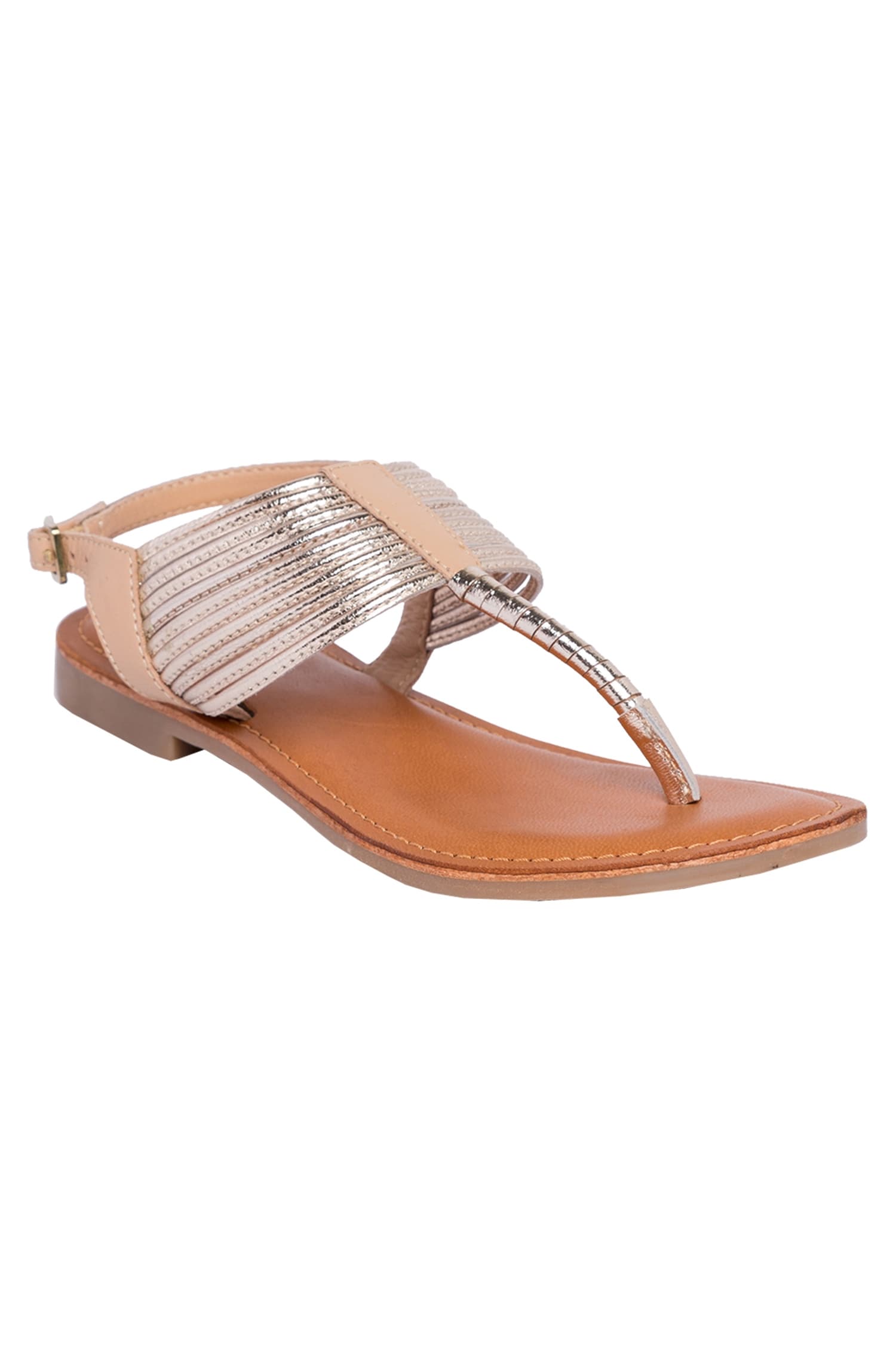 Buy Sole Fry Gold Sling Back Flat Sandals Online | Aza Fashions
