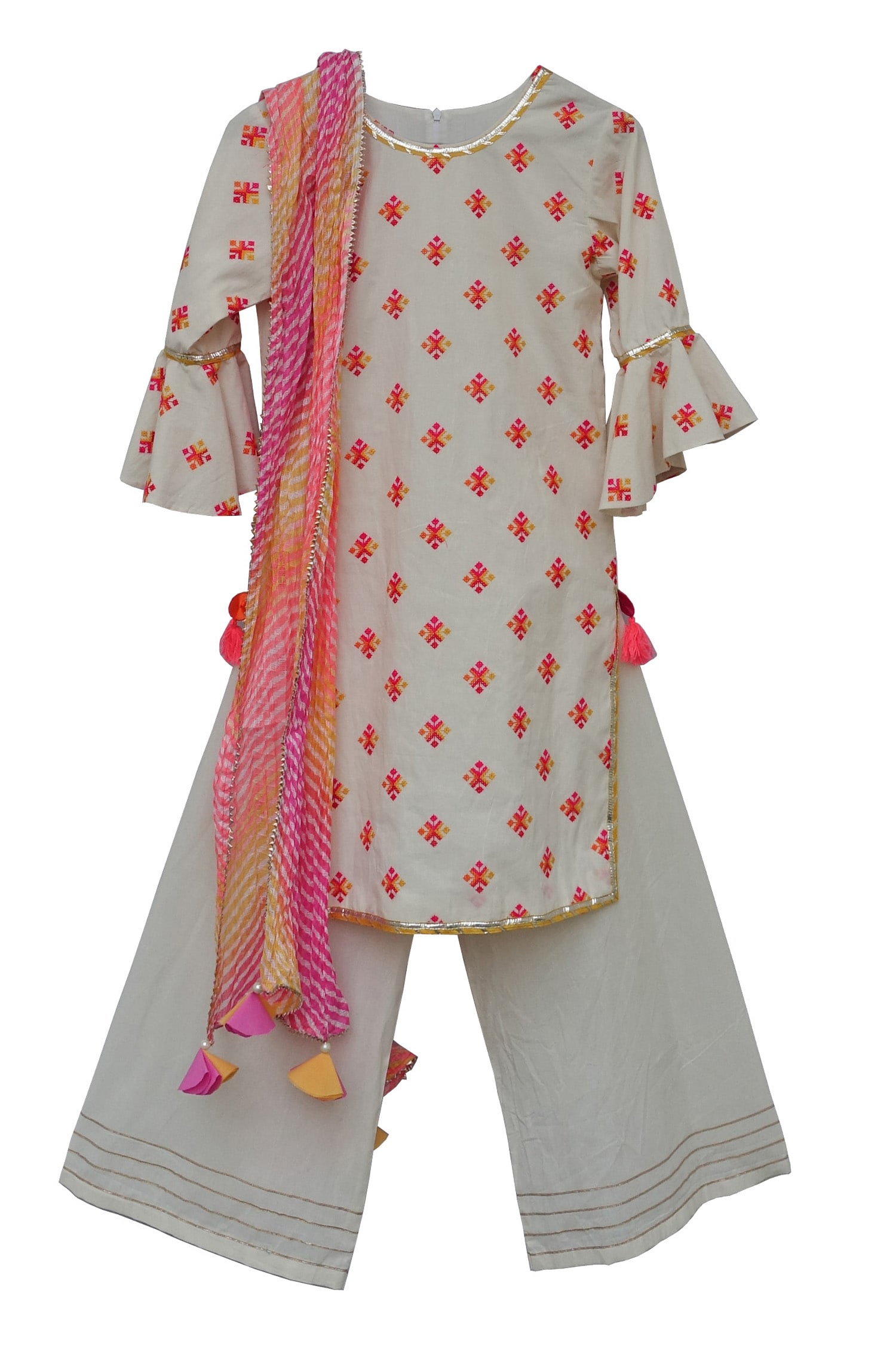 Buy Fayon Kids White Embroidered Kurta Set For Girls Online Aza Fashions
