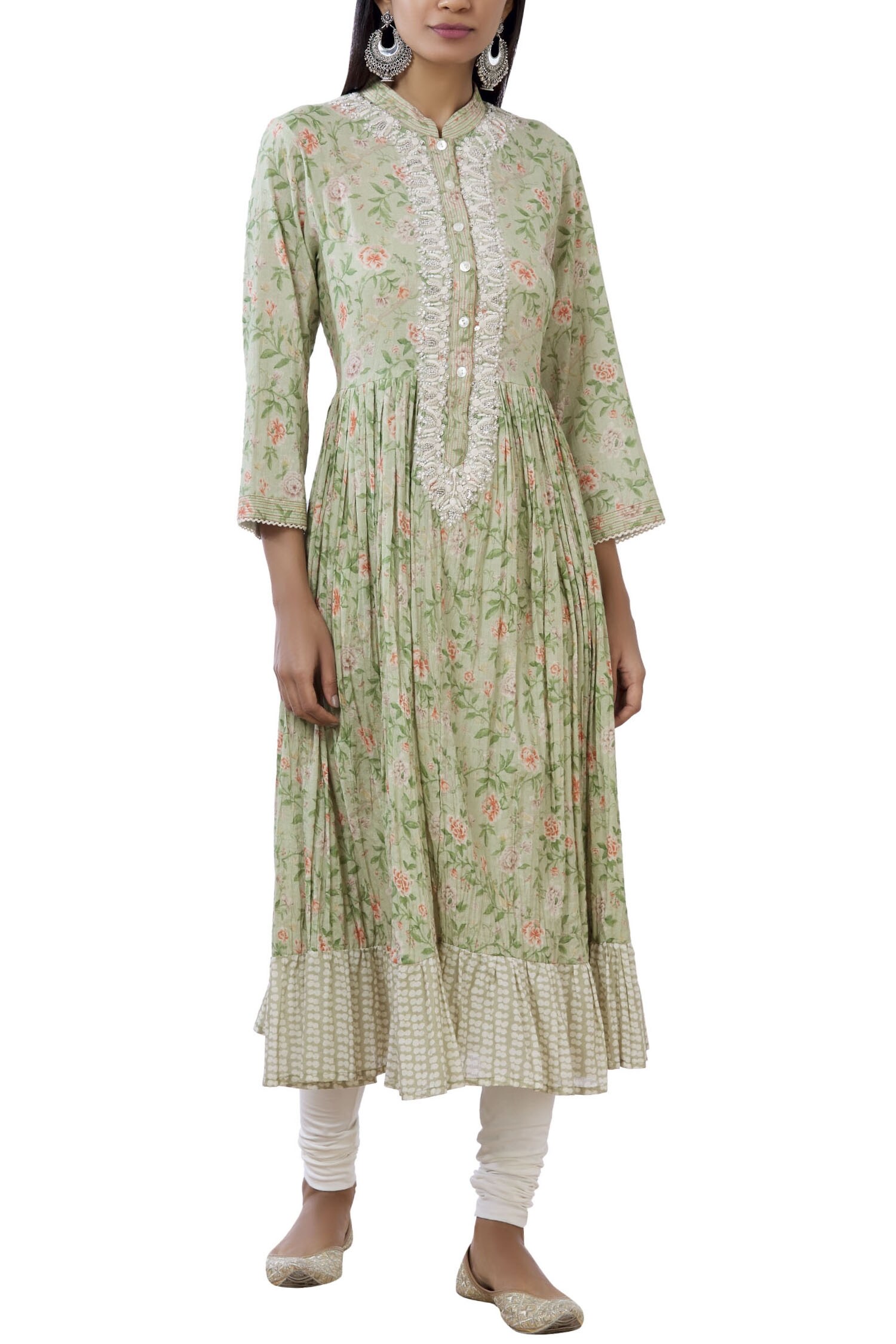Buy Aditi Beriwala Green Organic Cotton Anarkali Online Aza Fashions