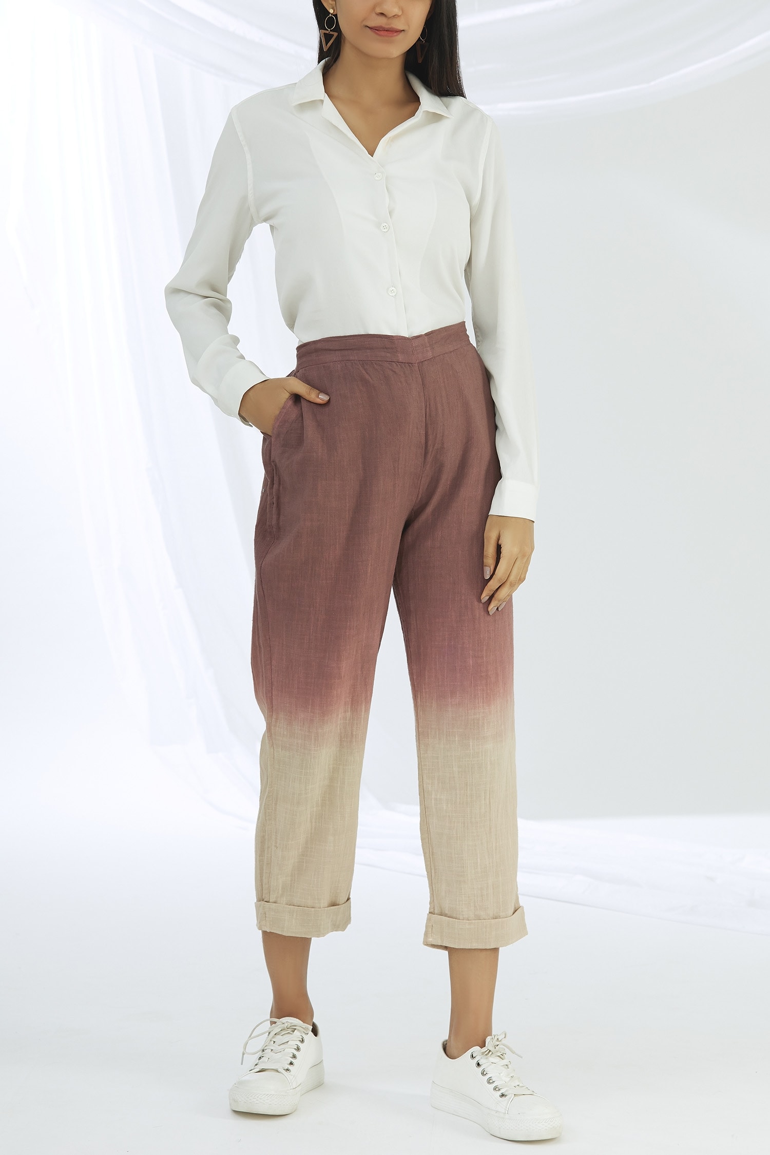 Buy CELIO Brown Solid Linen Straight Fit Men's Trousers | Shoppers Stop