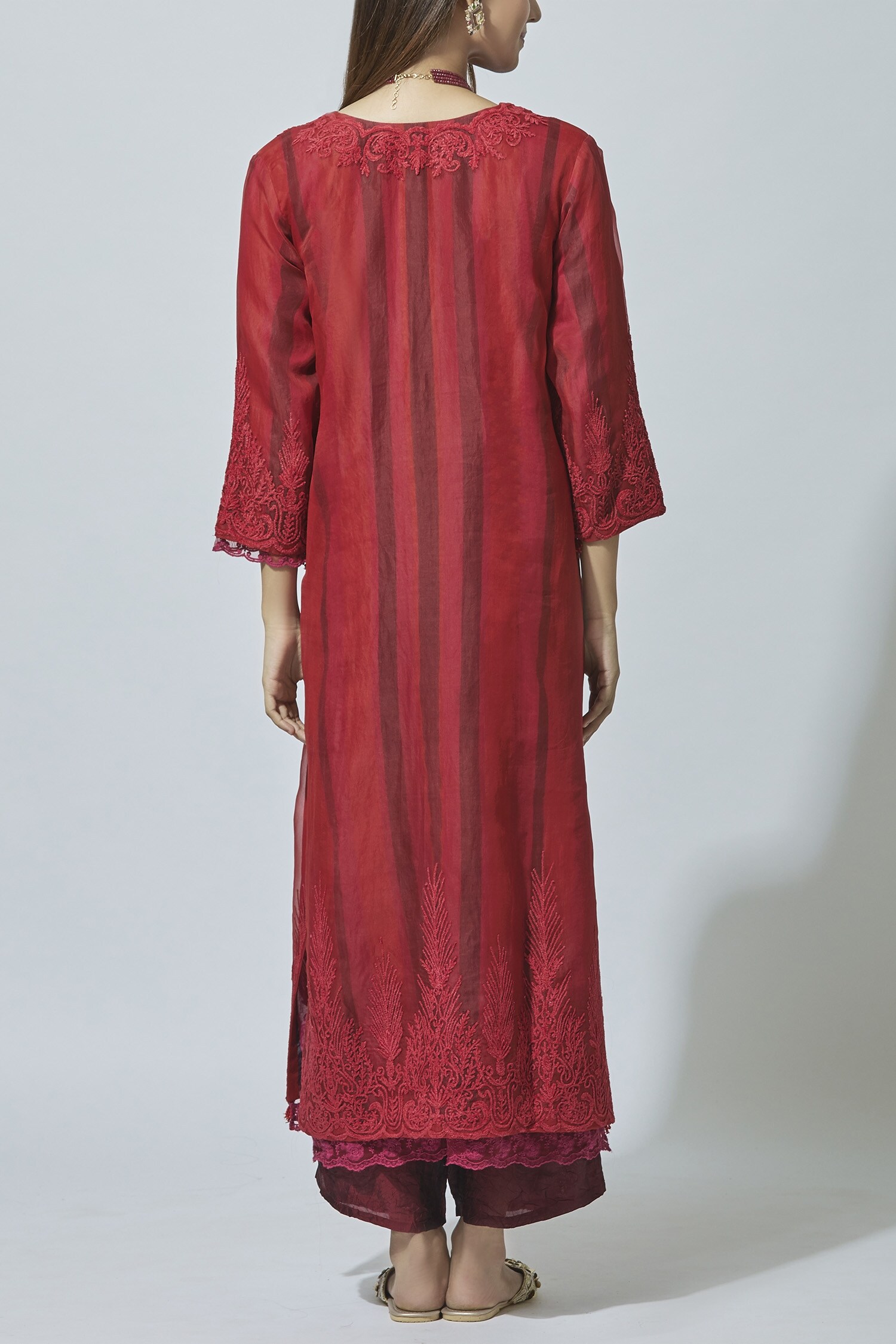 Buy Kora Kurta Organza Embroidered Kurta Palazzo Set Online Aza Fashions