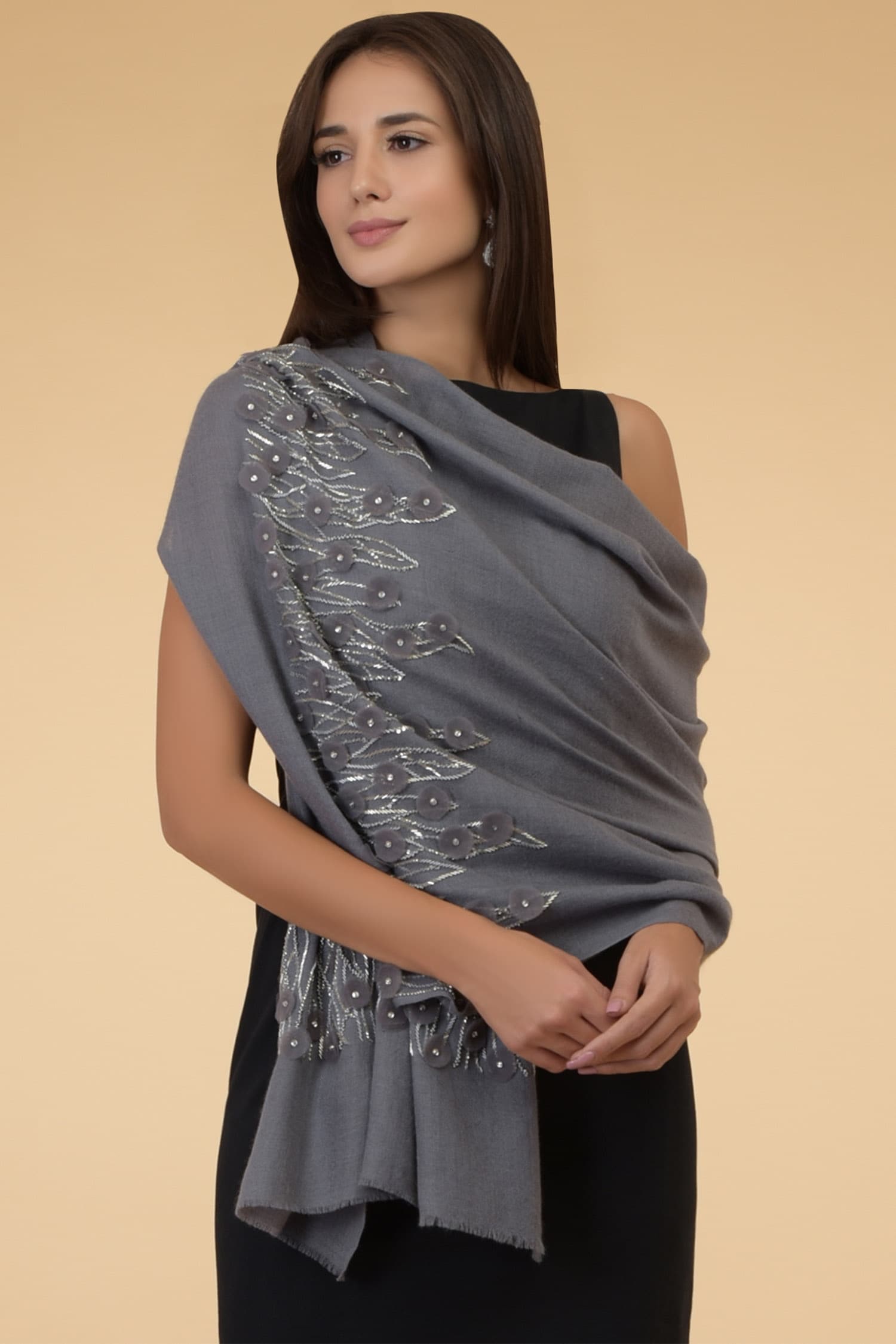 Buy Talking Threads Embroidered Pashmina Stole Online | Aza Fashions