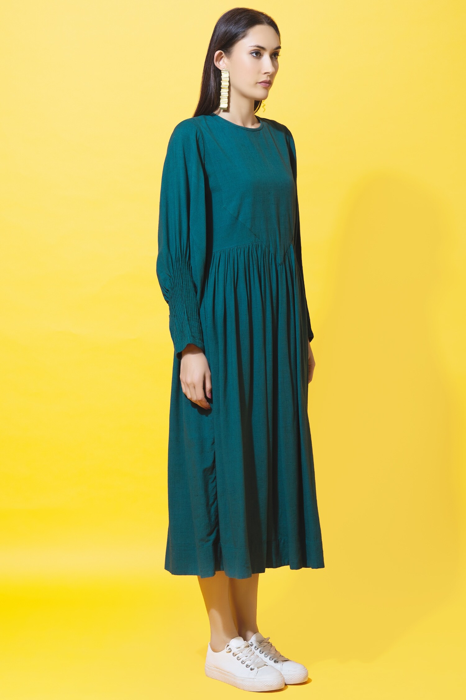Buy KaSha Green Handloom Cotton Dress Online Aza Fashions