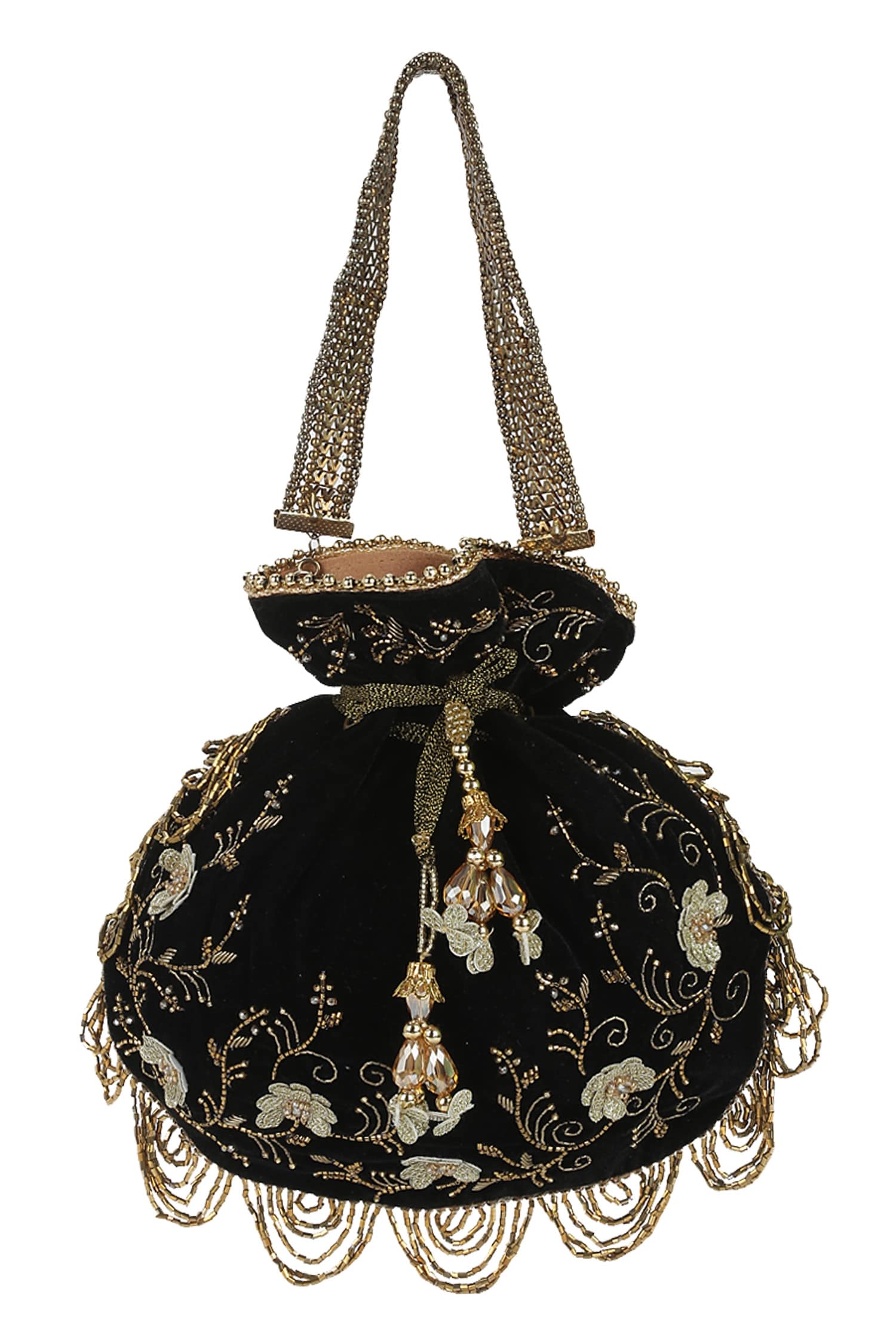 Buy Black Embellished Potli Bag by House of Vian Online at Aza Fashions.