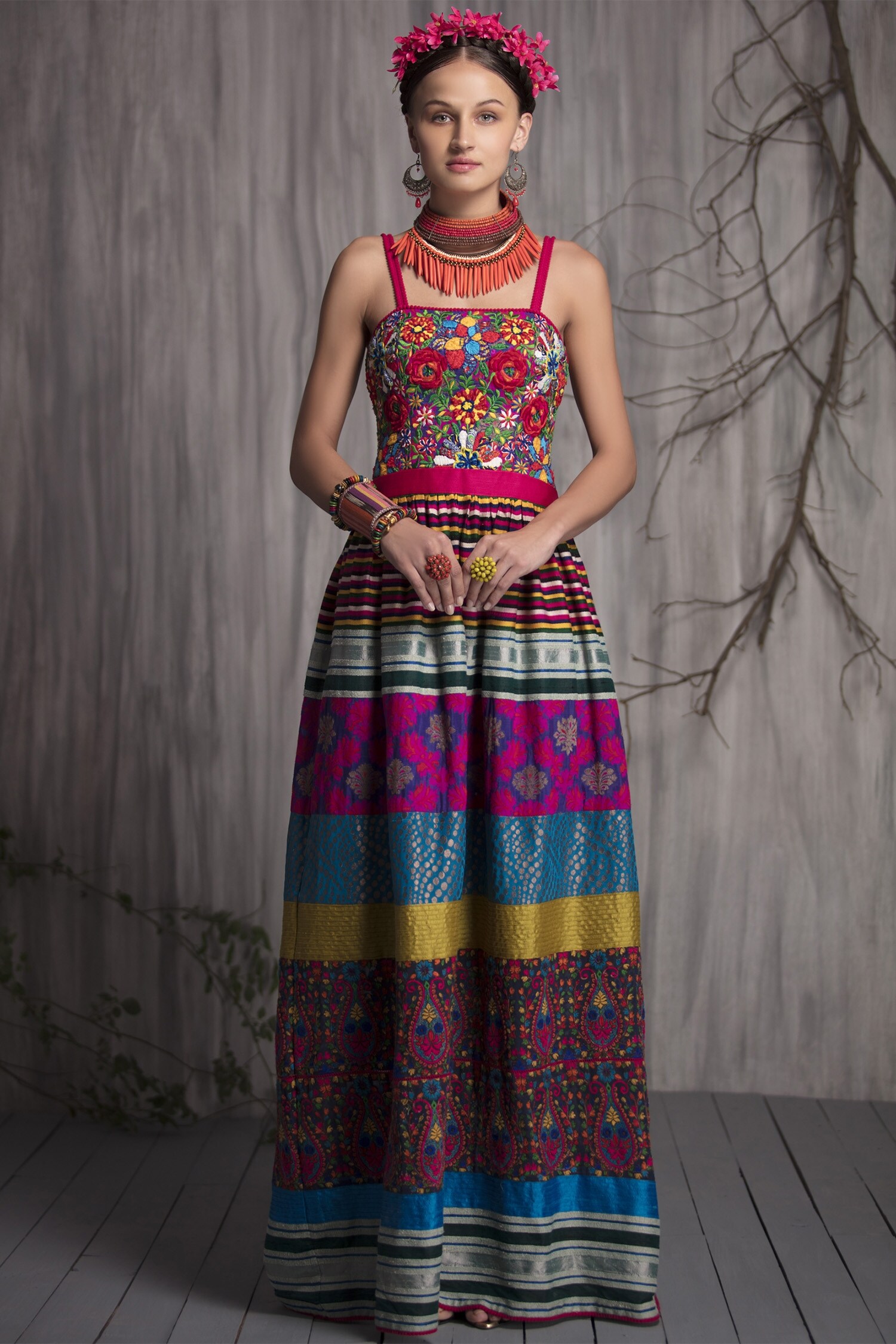 Payal Jain Multi Color Silk Maxi Dress ...