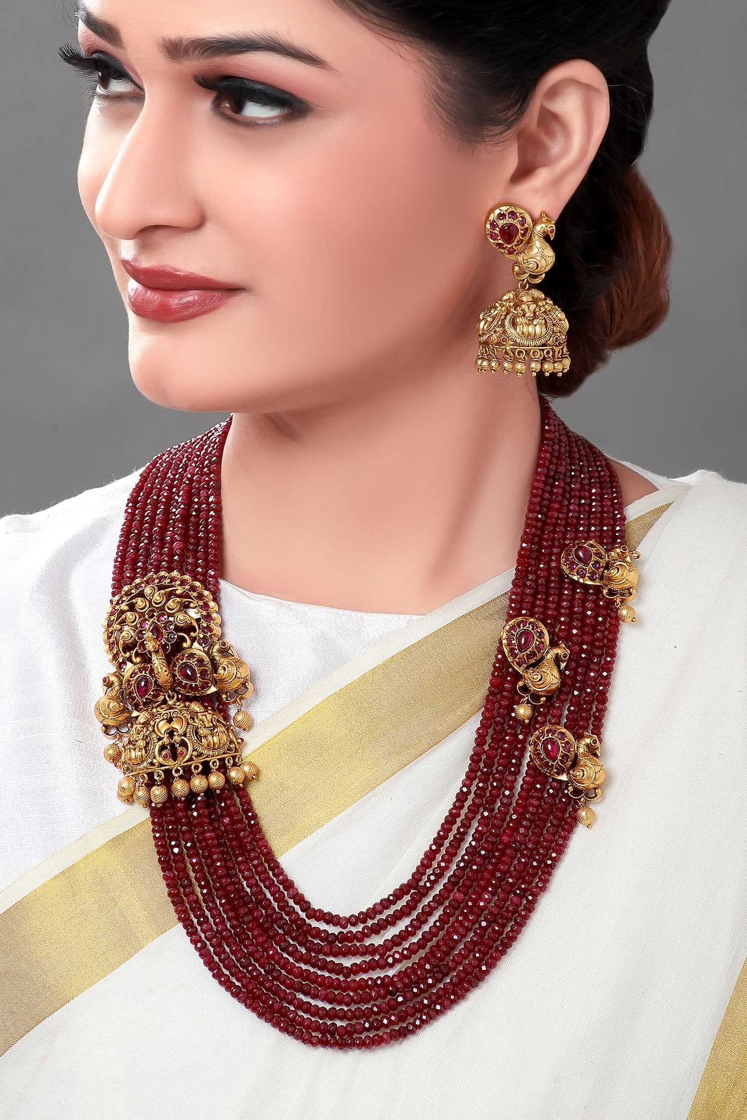 Buy Joules by Radhika Antique Stone Jewellery Set Online | Aza Fashions