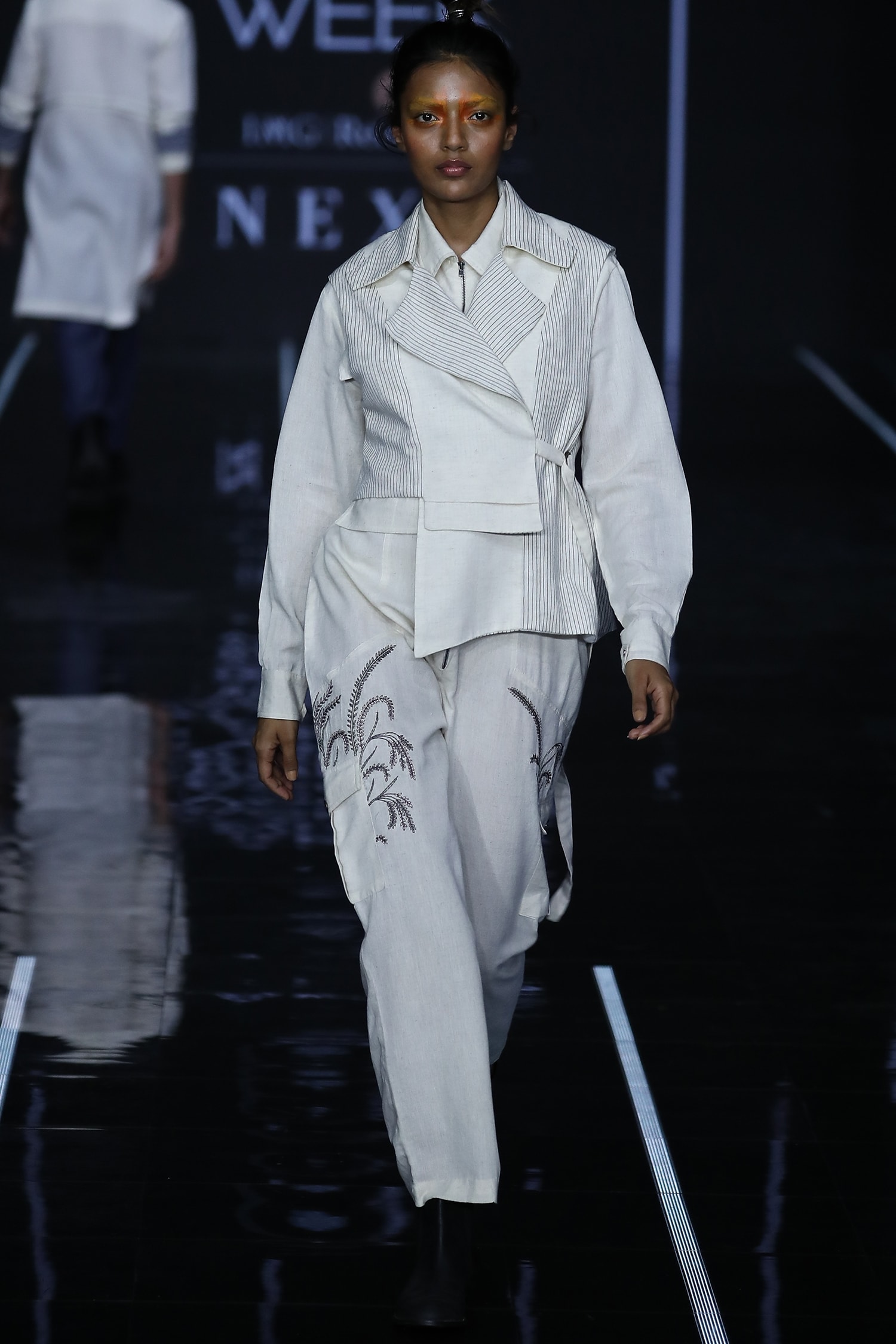 Buy Anurag Gupta White Cotton Jumpsuit With Striped Jacket Online | Aza ...