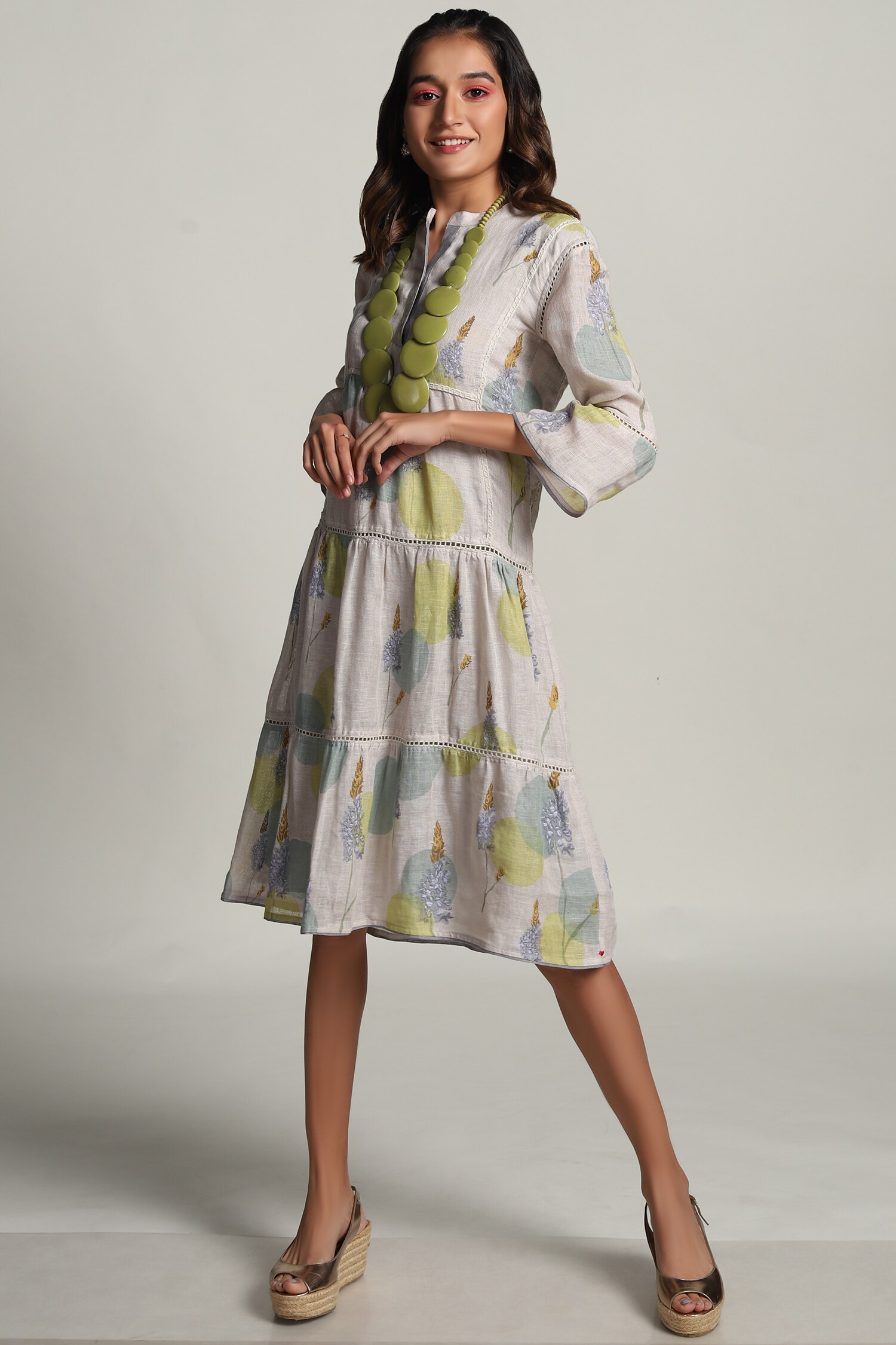 Buy Kaveri Grey Linen Midi Dress Online Aza Fashions