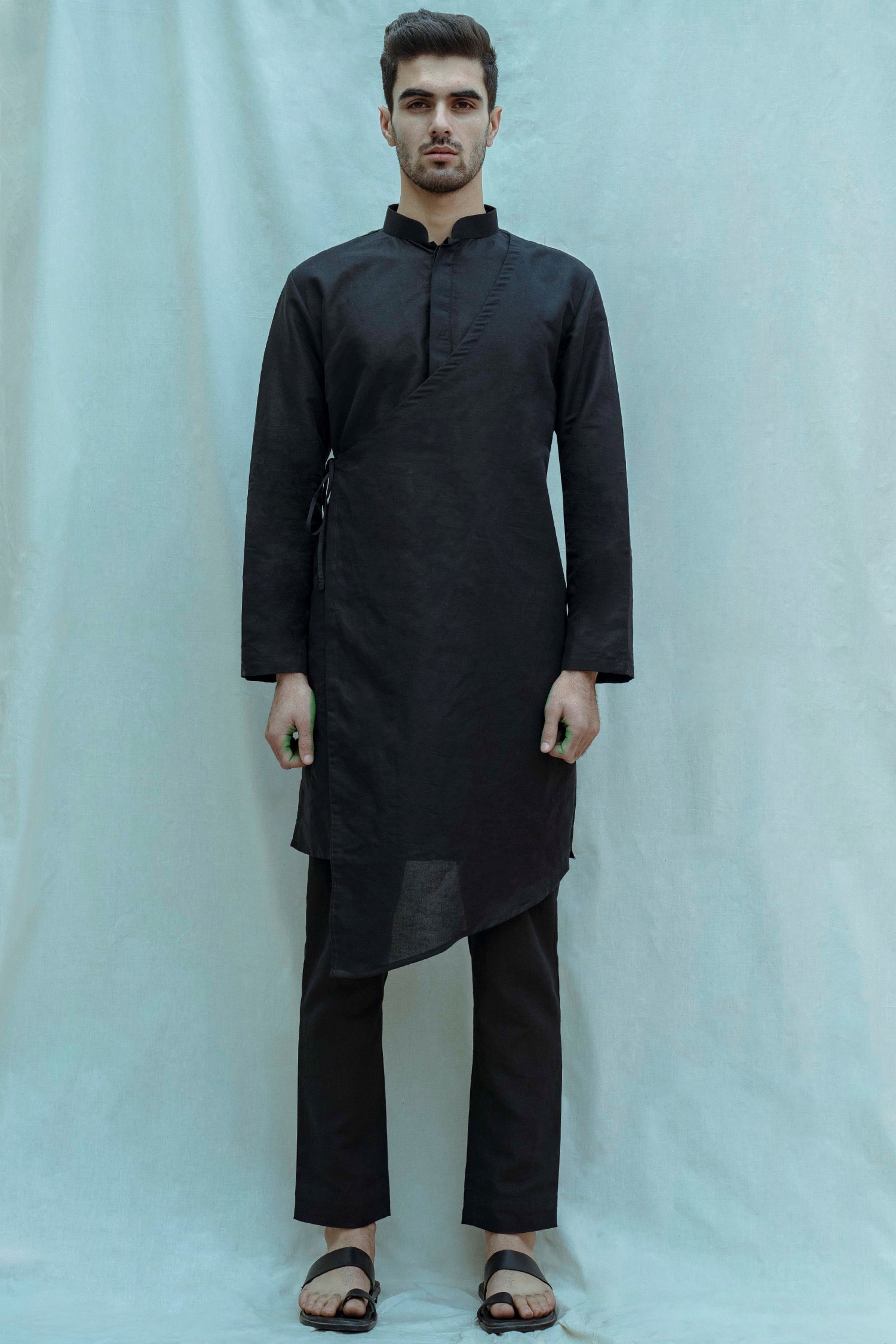 Buy Bohame Black Linen Kurta Set Online Aza Fashions