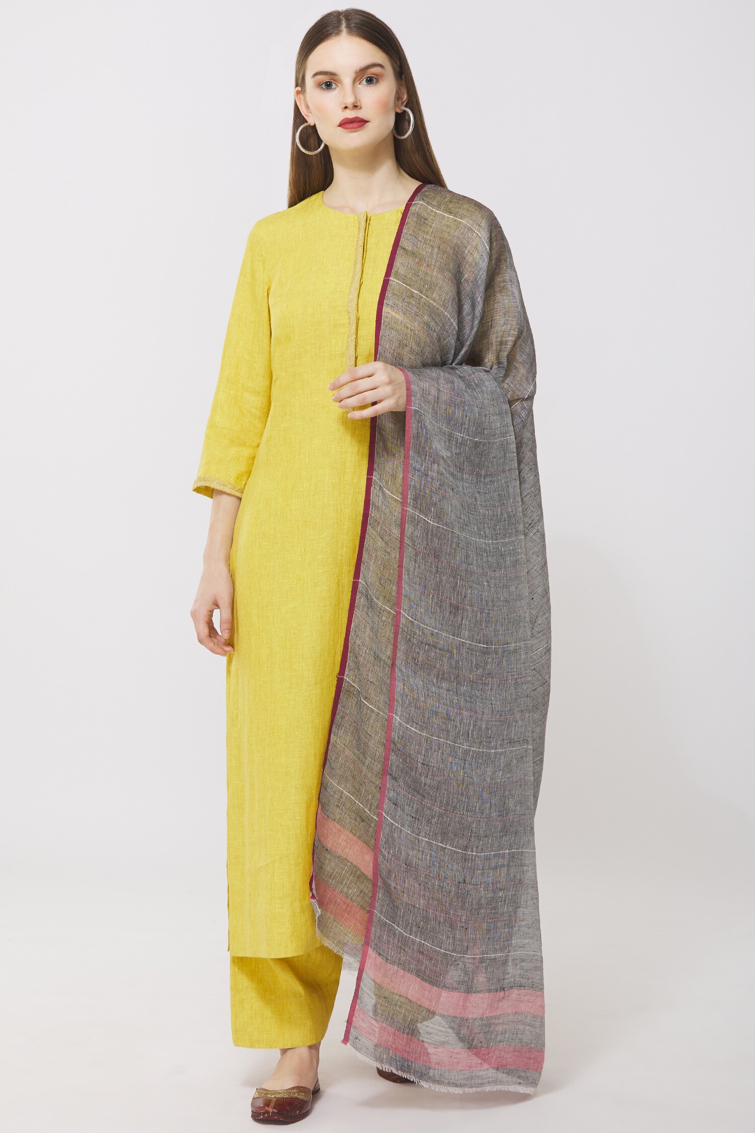 Buy Anavila Grey Linen Dupatta Online Aza Fashions