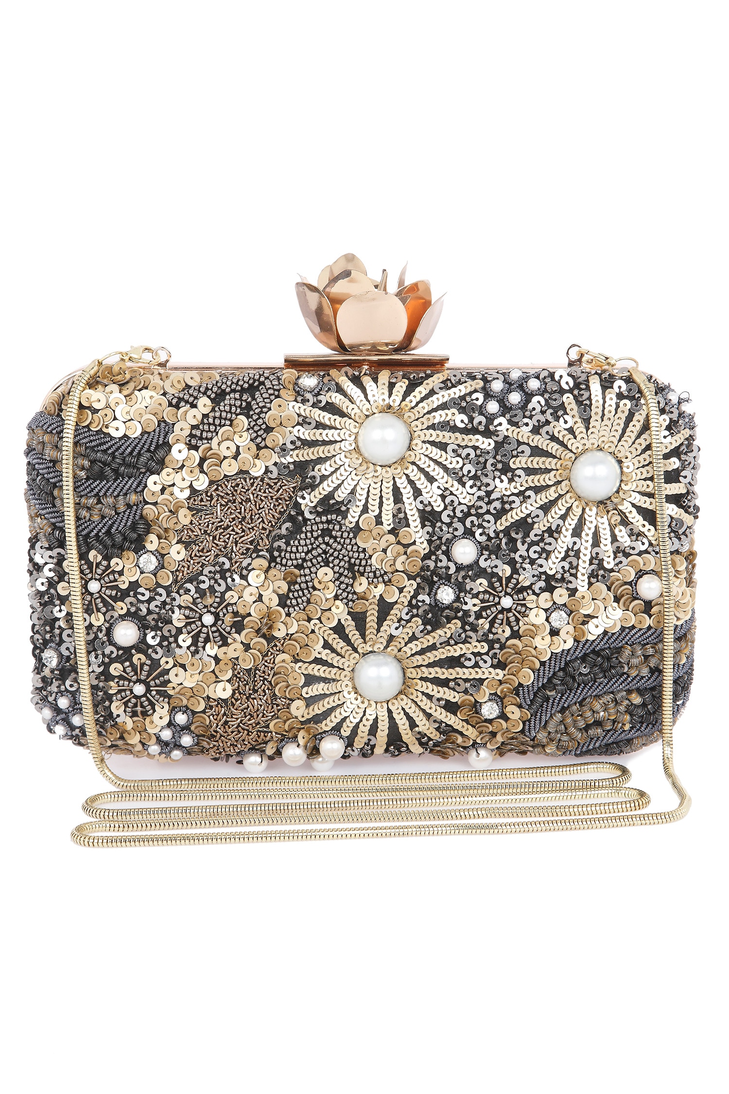 Buy Black Sequin Embellished Clutch by Ara Studio Online at Aza Fashions.