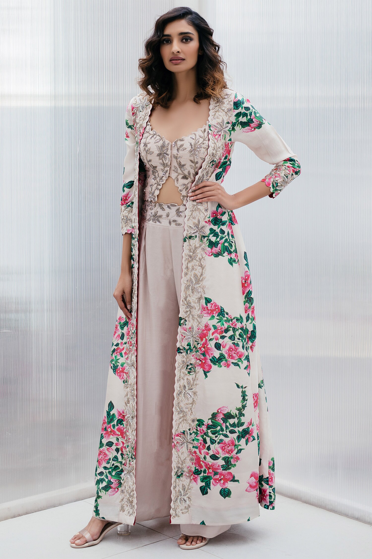 all over printed palazzo suit