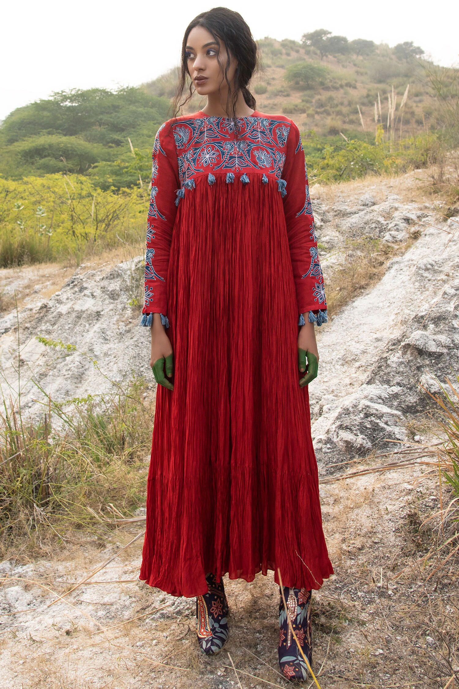 cotton silk maxi dress