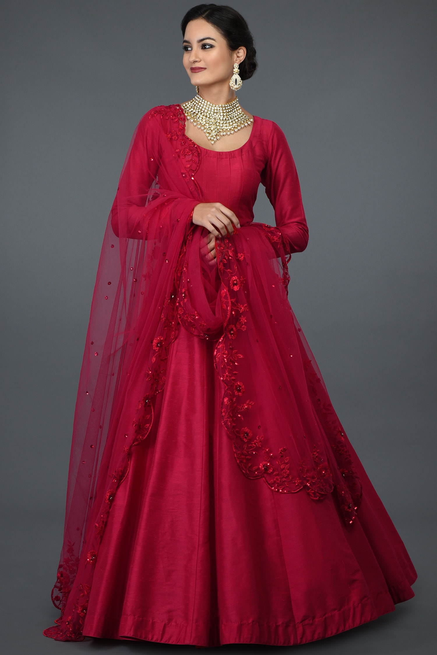 plain anarkali with dupatta