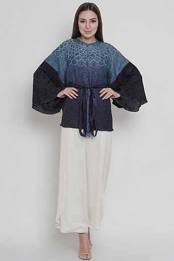 Buy Blue Silk Round Bandhani Top For Women by Twenty Nine Online at Aza ...