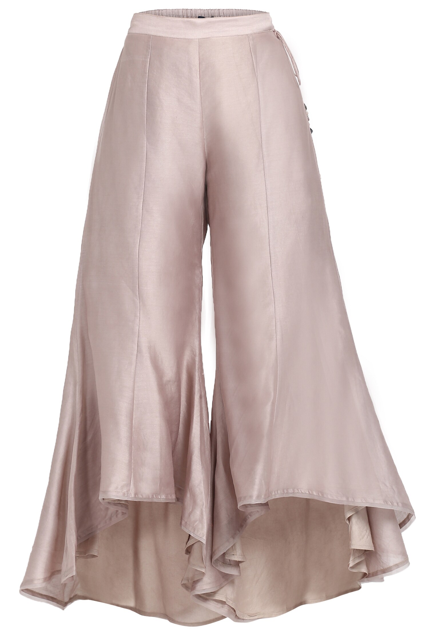 Satin Shimmer High Waisted Wide Leg Pants